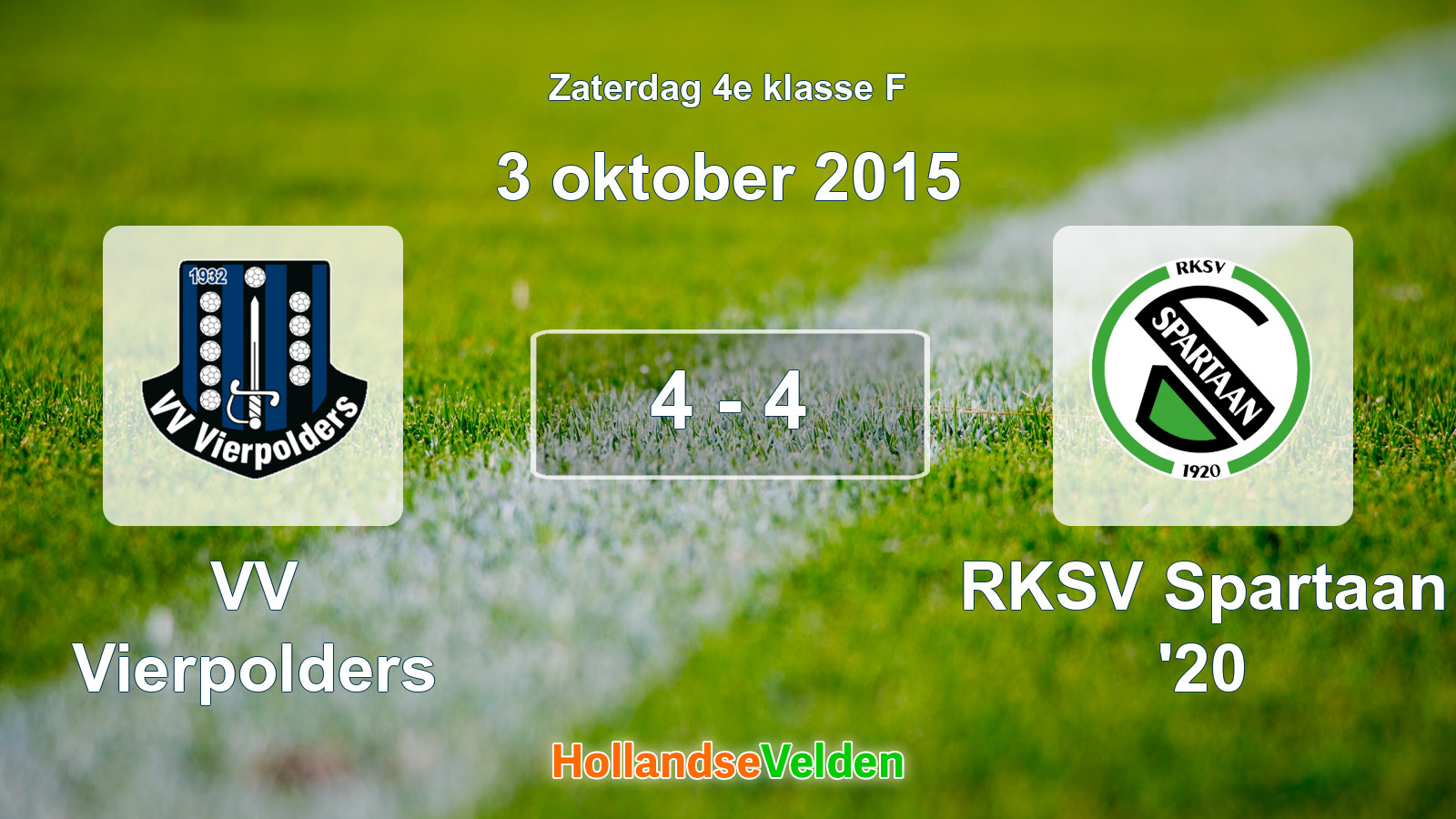 Gespeelde wedstrijd: VV Vierpolders - RKSV Spartaan '20 4 - 4 (3 oktober 2015)