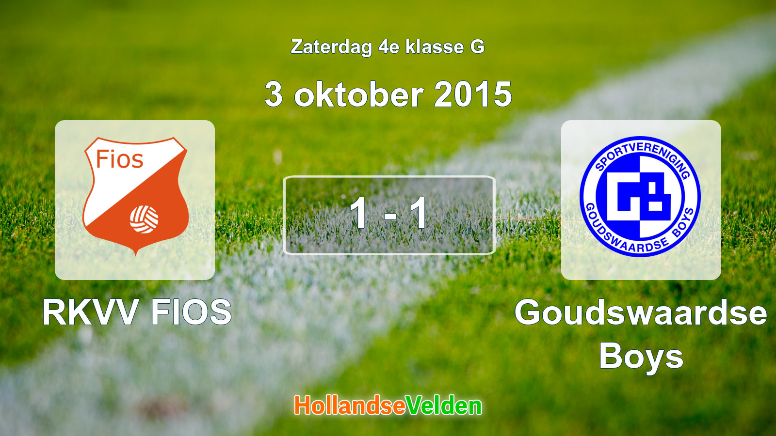 Gespeelde wedstrijd: RKVV FIOS - Goudswaardse Boys 1 - 1 (3 oktober 2015)
