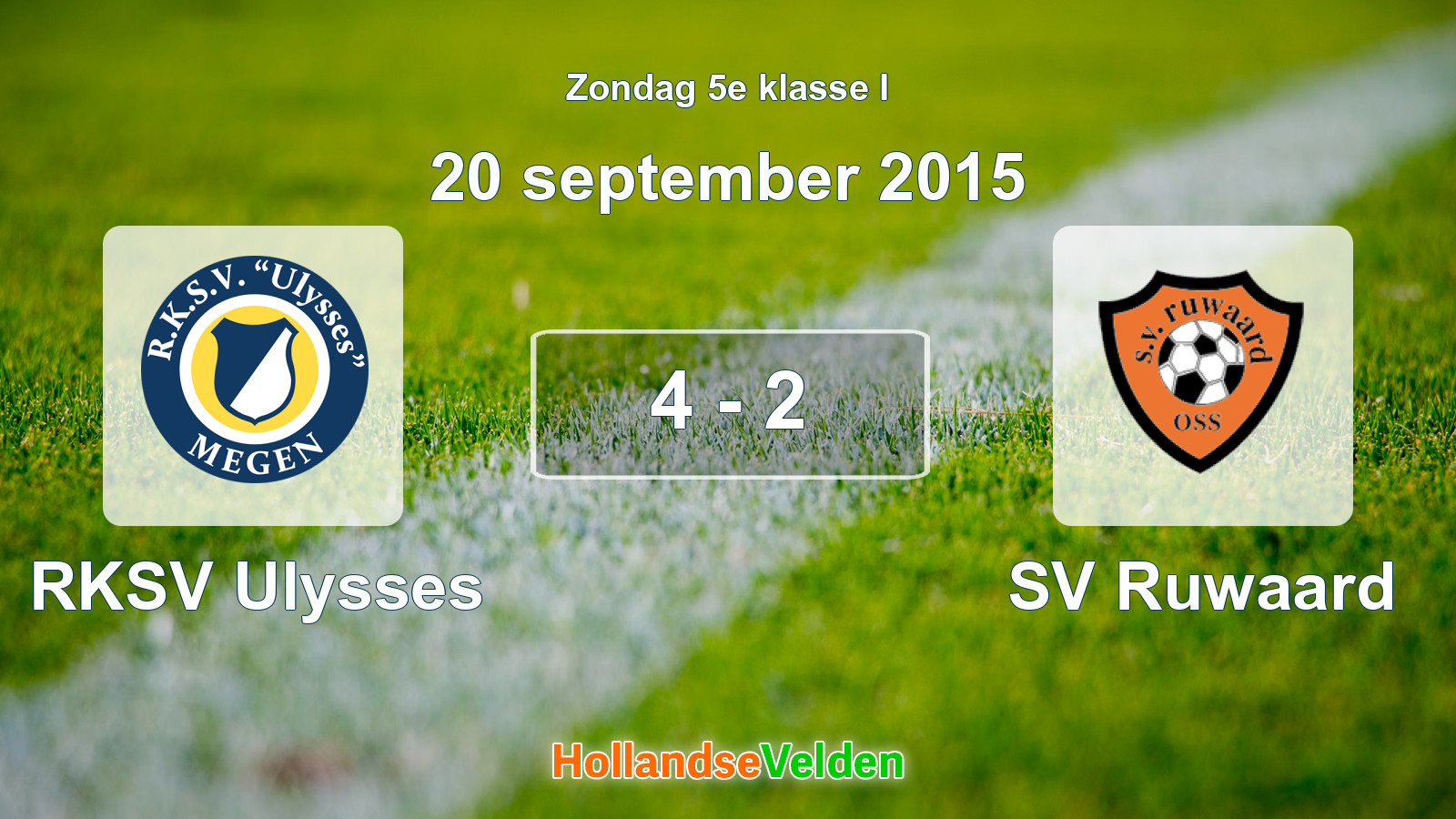 Gespeelde wedstrijd: RKSV Ulysses - SV Ruwaard 4 - 2 (20 september 2015)