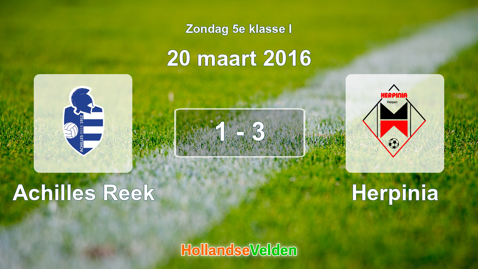 Gespeelde wedstrijd: Achilles Reek - Herpinia 1 - 3 (20 maart 2016)