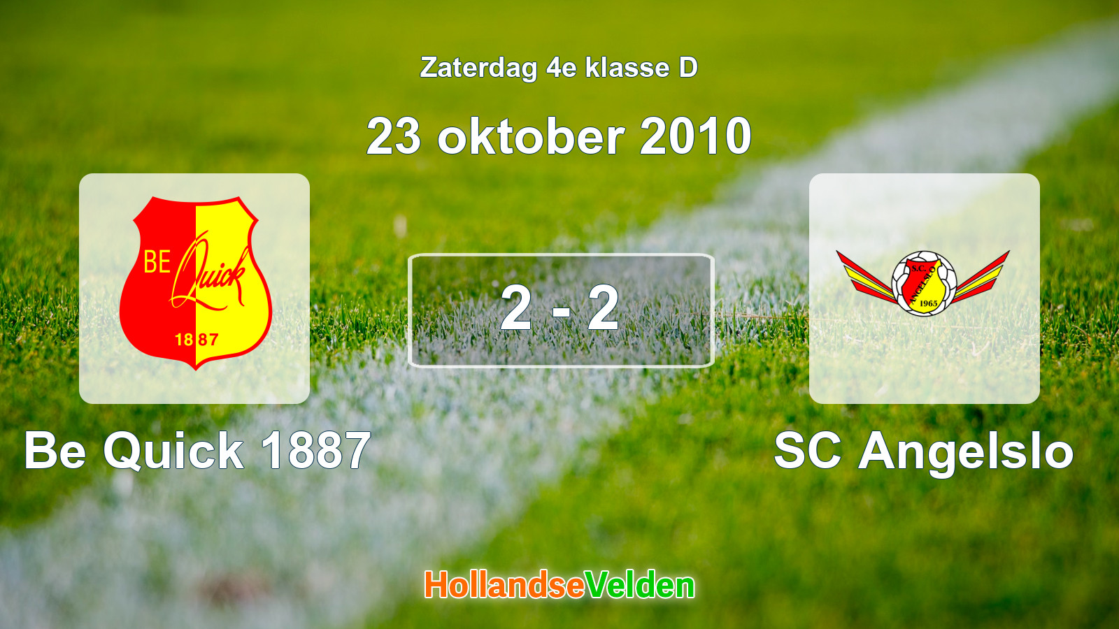 Gespeelde wedstrijd: Be Quick 1887 - SC Angelslo 2 - 2 (23 oktober 2010)