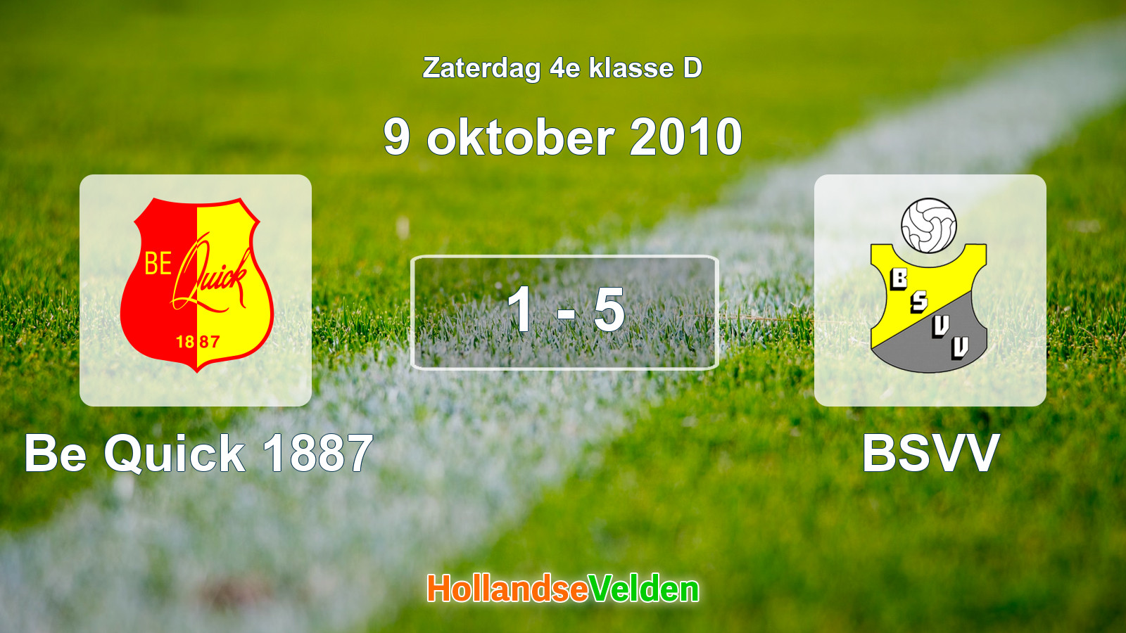 Gespeelde wedstrijd: Be Quick 1887 - BSVV 1 - 5 (9 oktober 2010)