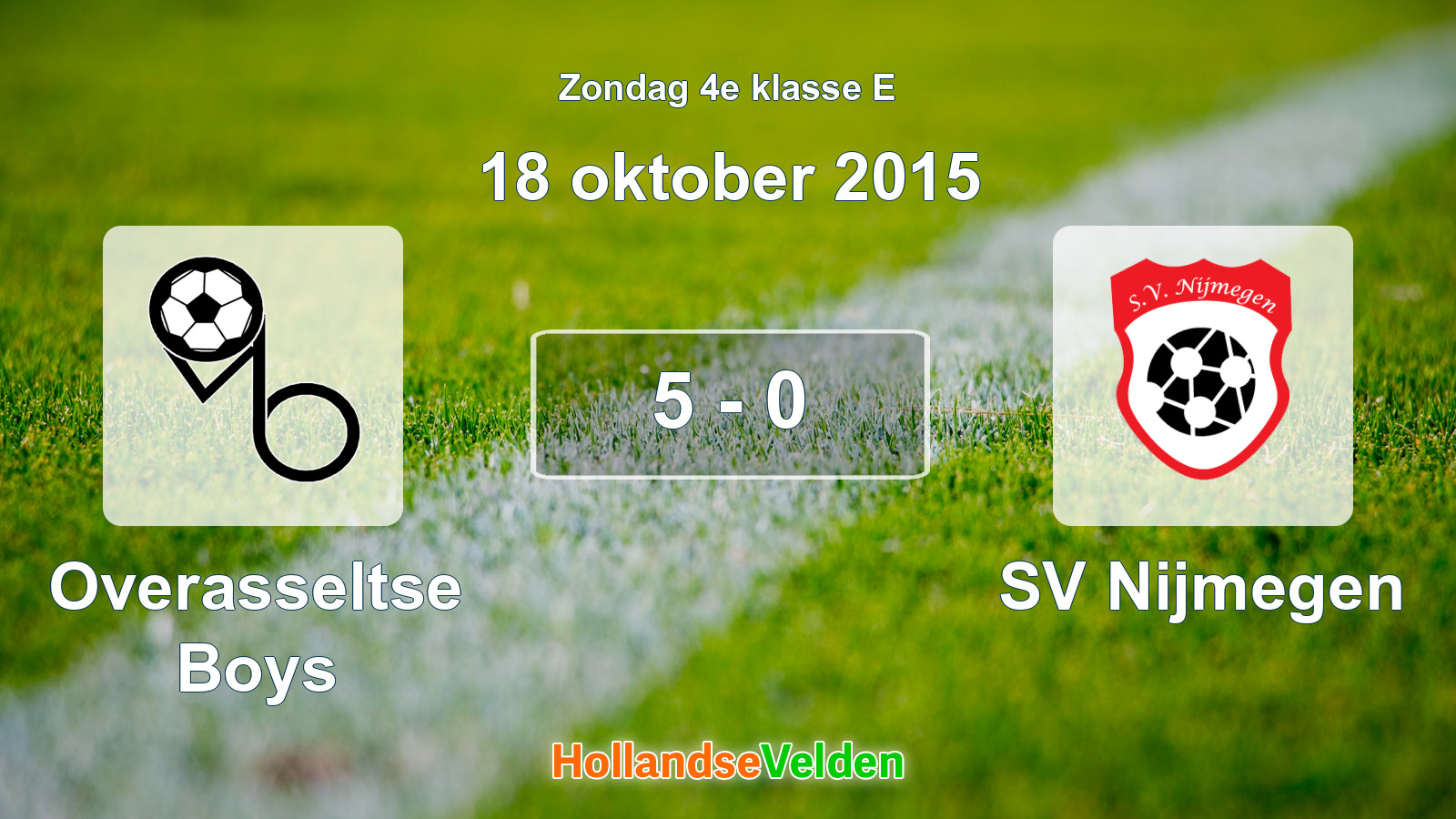 Gespeelde wedstrijd: Overasseltse Boys - SV Nijmegen 5 - 0 (18 oktober 2015)