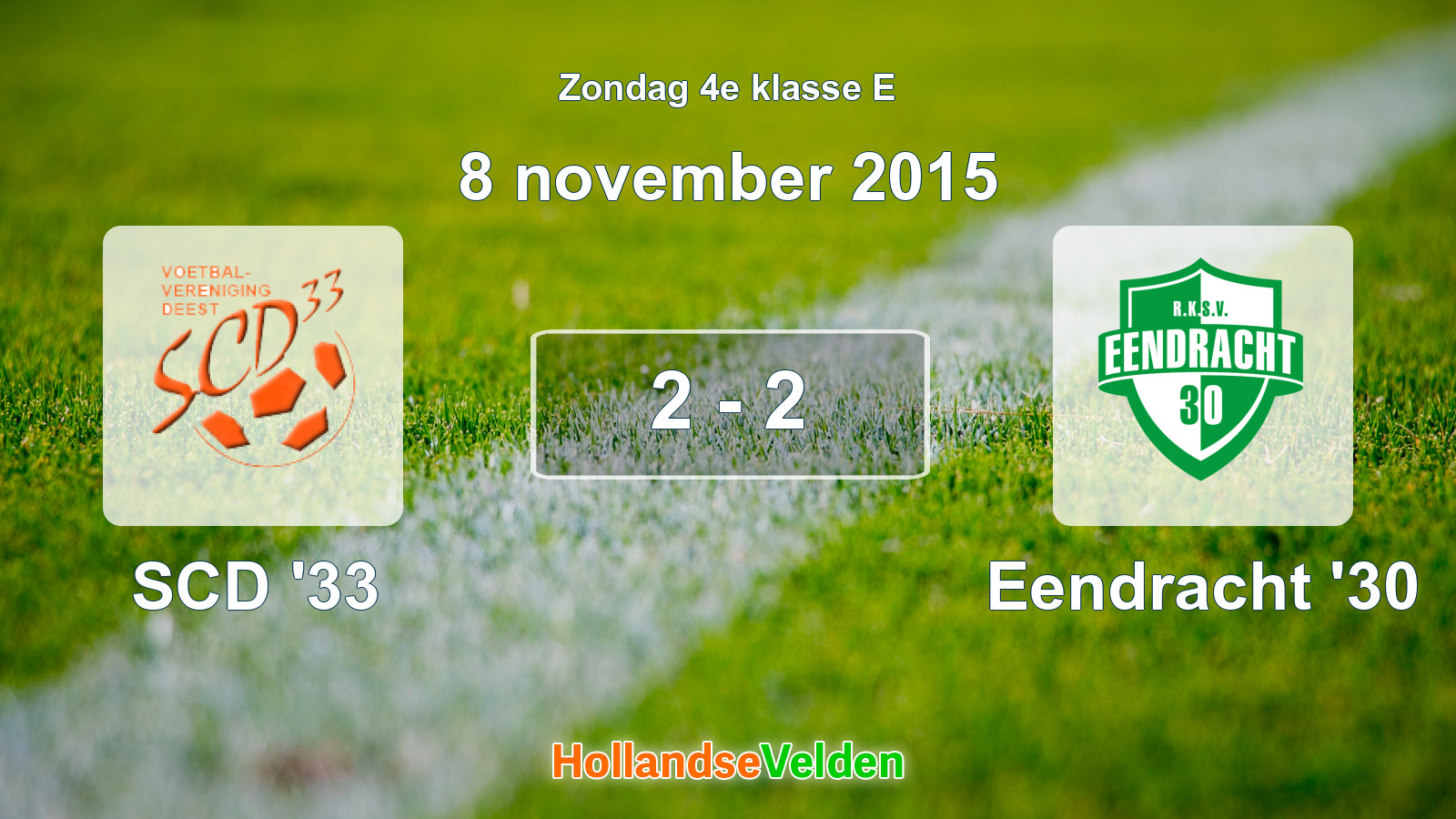 Gespeelde wedstrijd: SCD '33 - Eendracht '30 2 - 2 (8 november 2015)