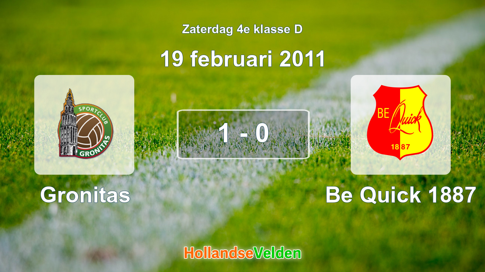 Gespeelde wedstrijd: Gronitas - Be Quick 1887 1 - 0 (19 februari 2011)