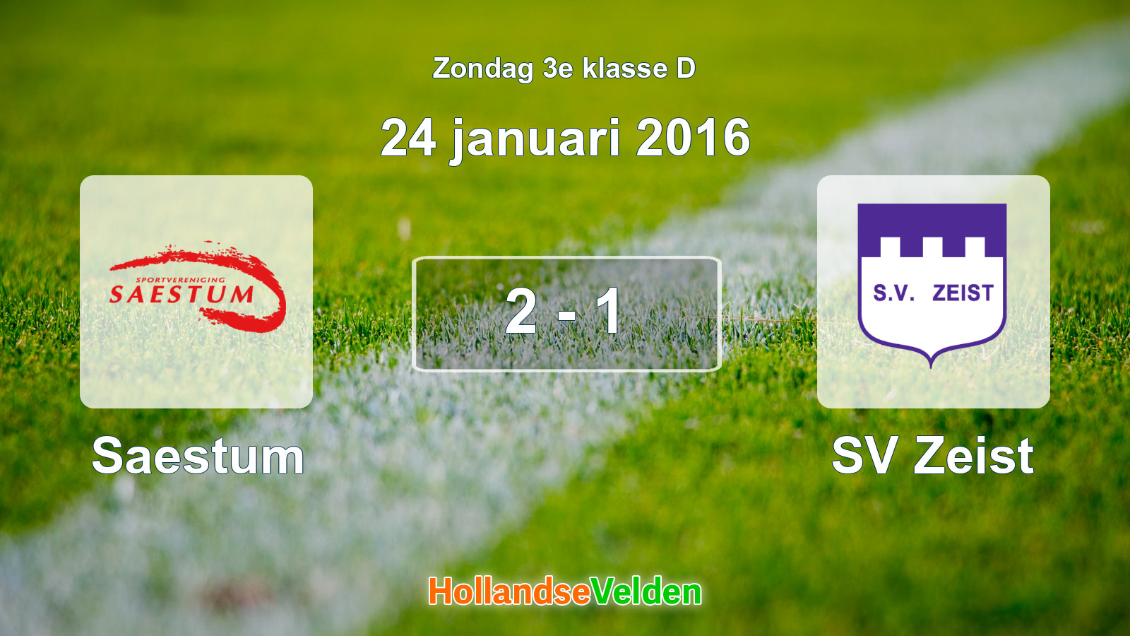 Gespeelde wedstrijd: Saestum - SV Zeist 2 - 1 (24 januari 2016)