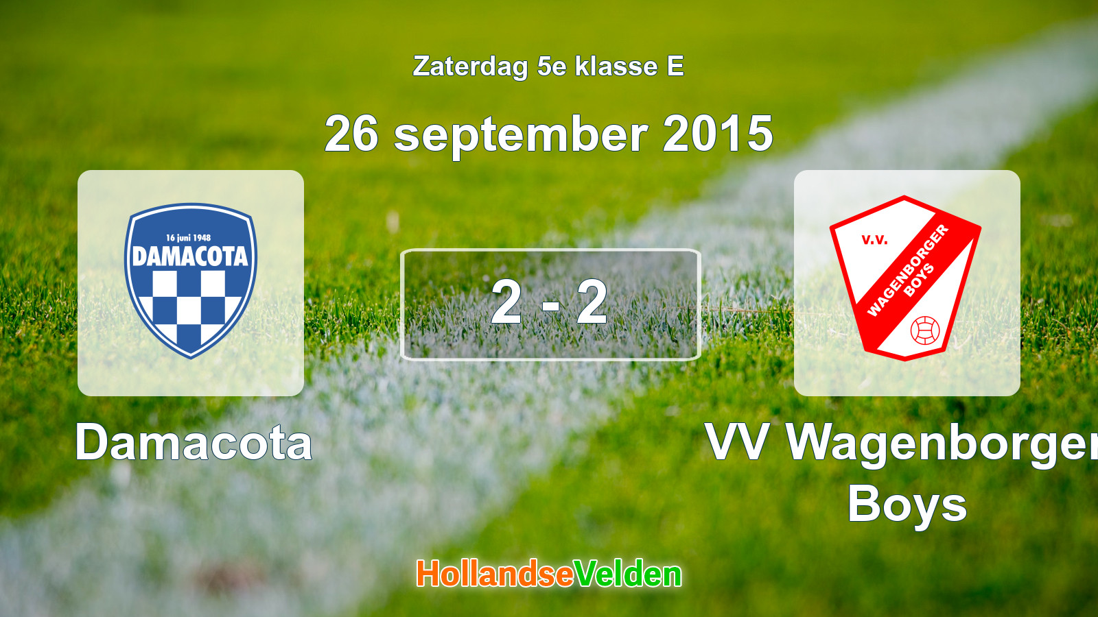 Gespeelde wedstrijd: Damacota - VV Wagenborger Boys 2 - 2 (26 september 2015)