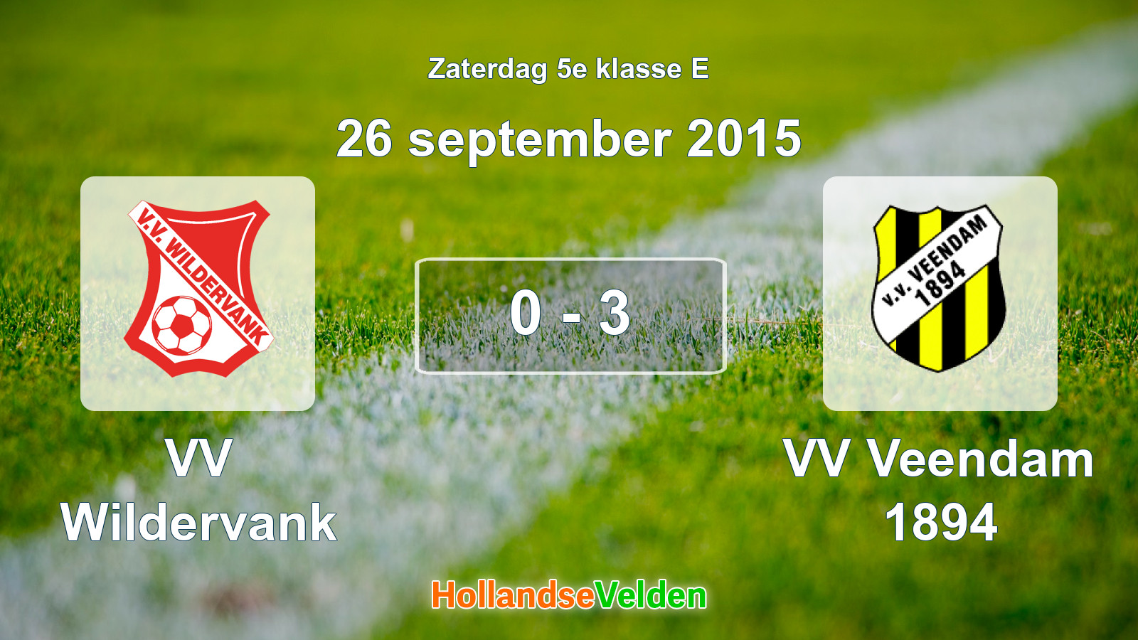 Gespeelde wedstrijd: VV Wildervank - VV Veendam 1894 0 - 3 (26 september 2015)