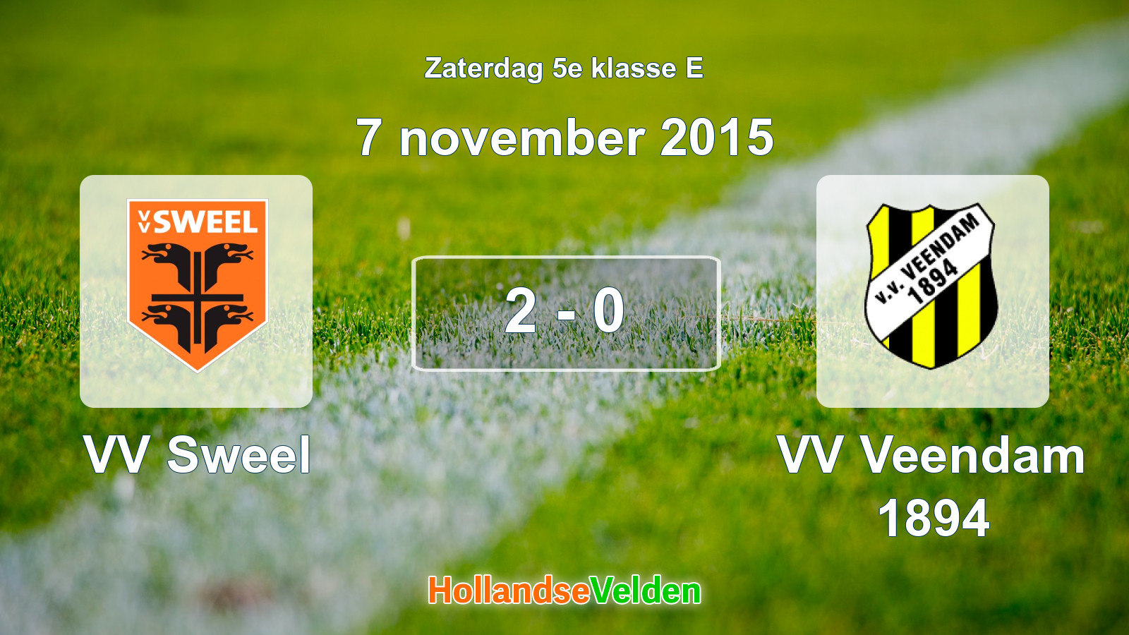Gespeelde wedstrijd: VV Sweel - VV Veendam 1894 2 - 0 (7 november 2015)