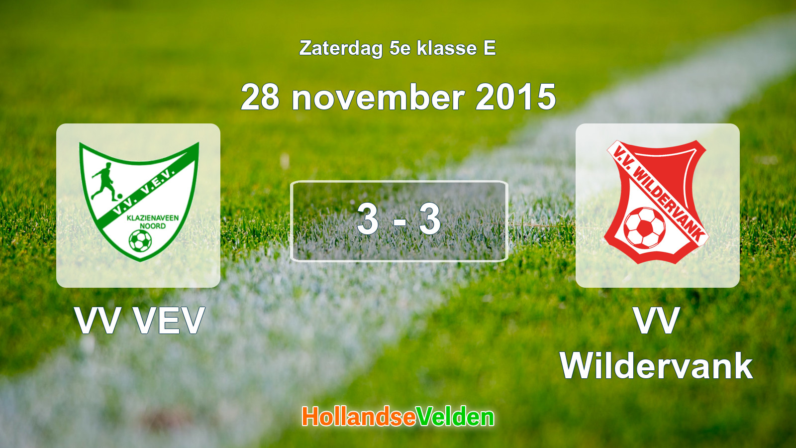 Gespeelde wedstrijd: VV VEV - VV Wildervank 3 - 3 (28 november 2015)