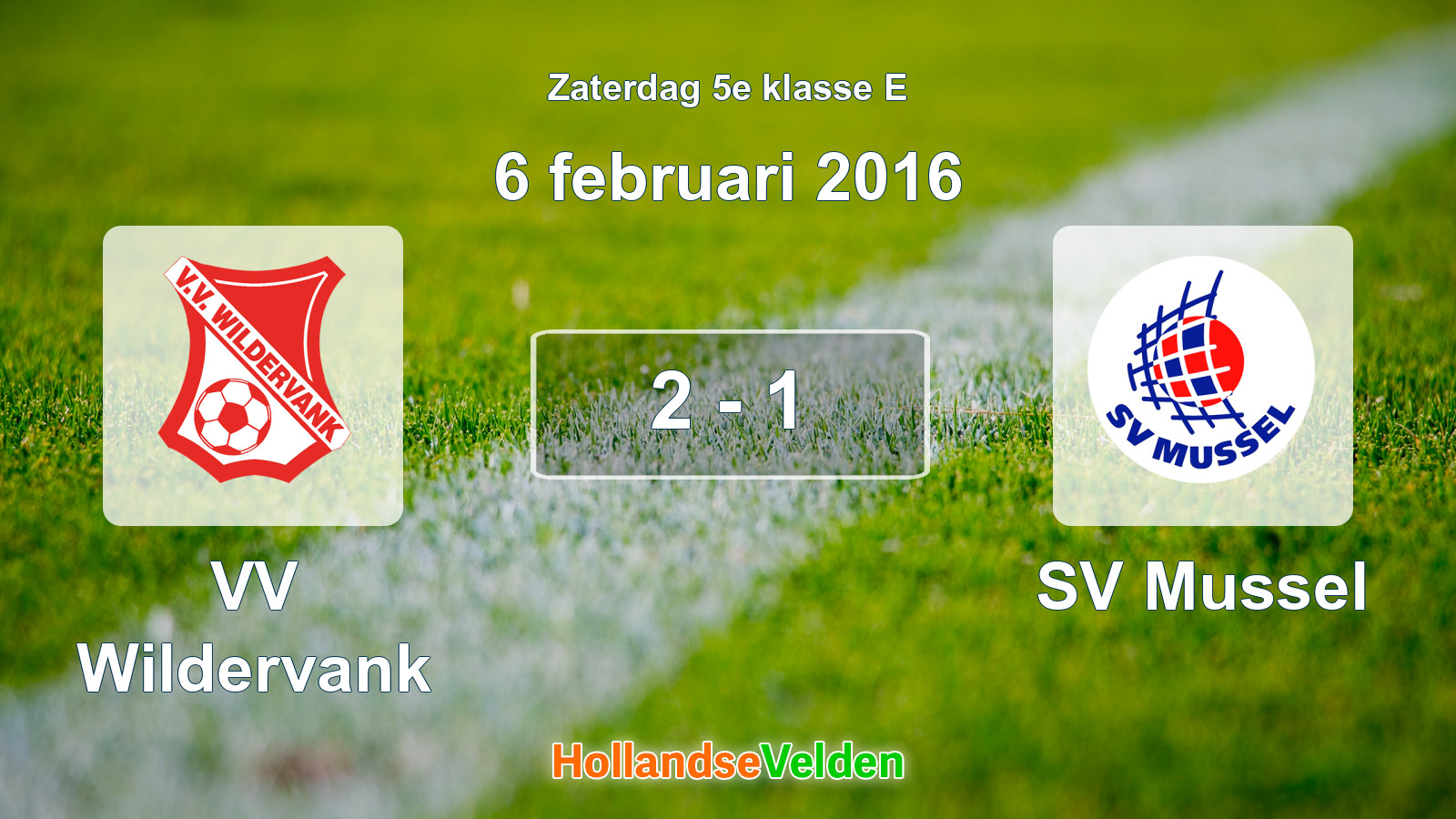 Gespeelde wedstrijd: VV Wildervank - SV Mussel 2 - 1 (6 februari 2016)