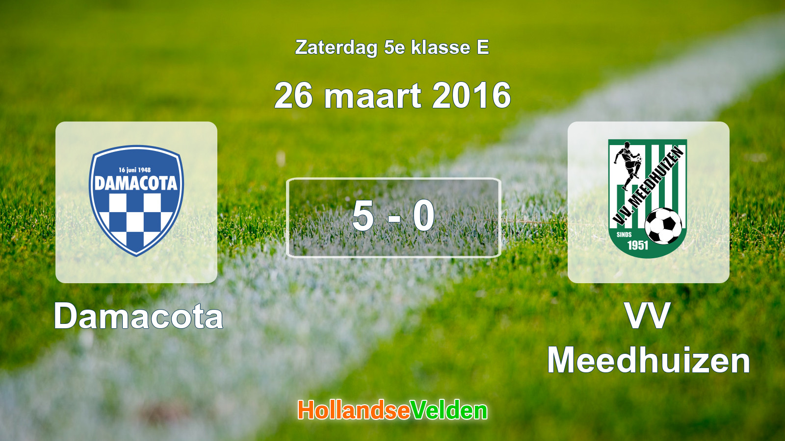 Gespeelde wedstrijd: Damacota - VV Meedhuizen 5 - 0 (26 maart 2016)