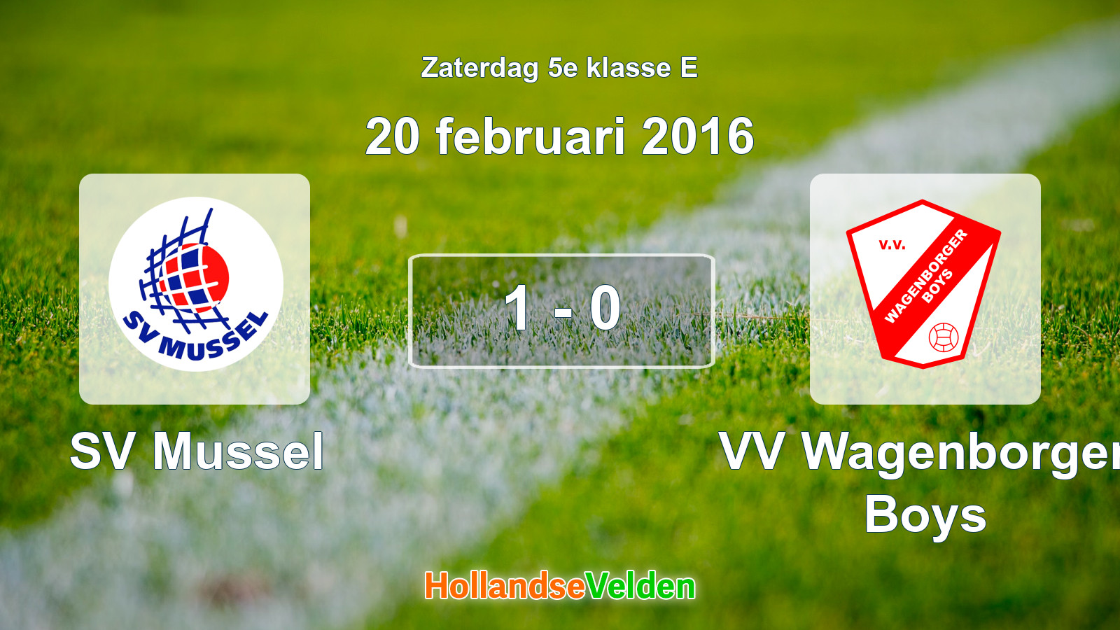 Gespeelde wedstrijd: SV Mussel - VV Wagenborger Boys 1 - 0 (20 februari 2016)