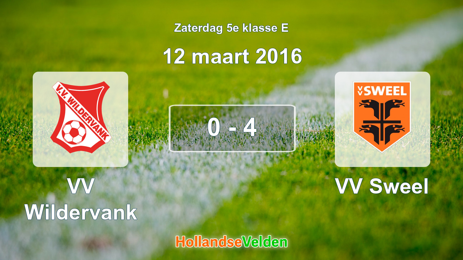 Gespeelde wedstrijd: VV Wildervank - VV Sweel 0 - 4 (12 maart 2016)