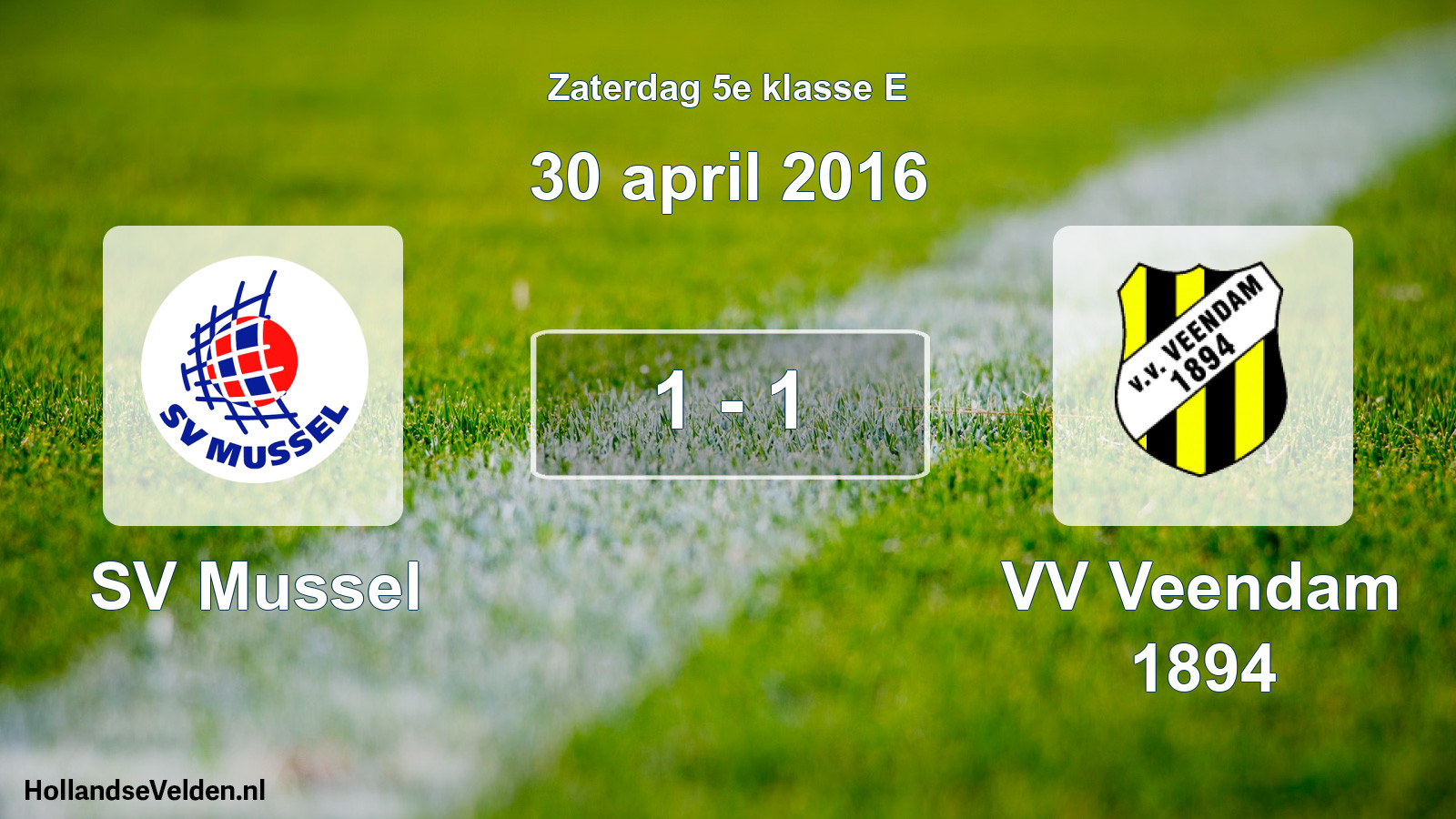 Gespeelde wedstrijd: SV Mussel - VV Veendam 1894 1 - 1 (30 april 2016)