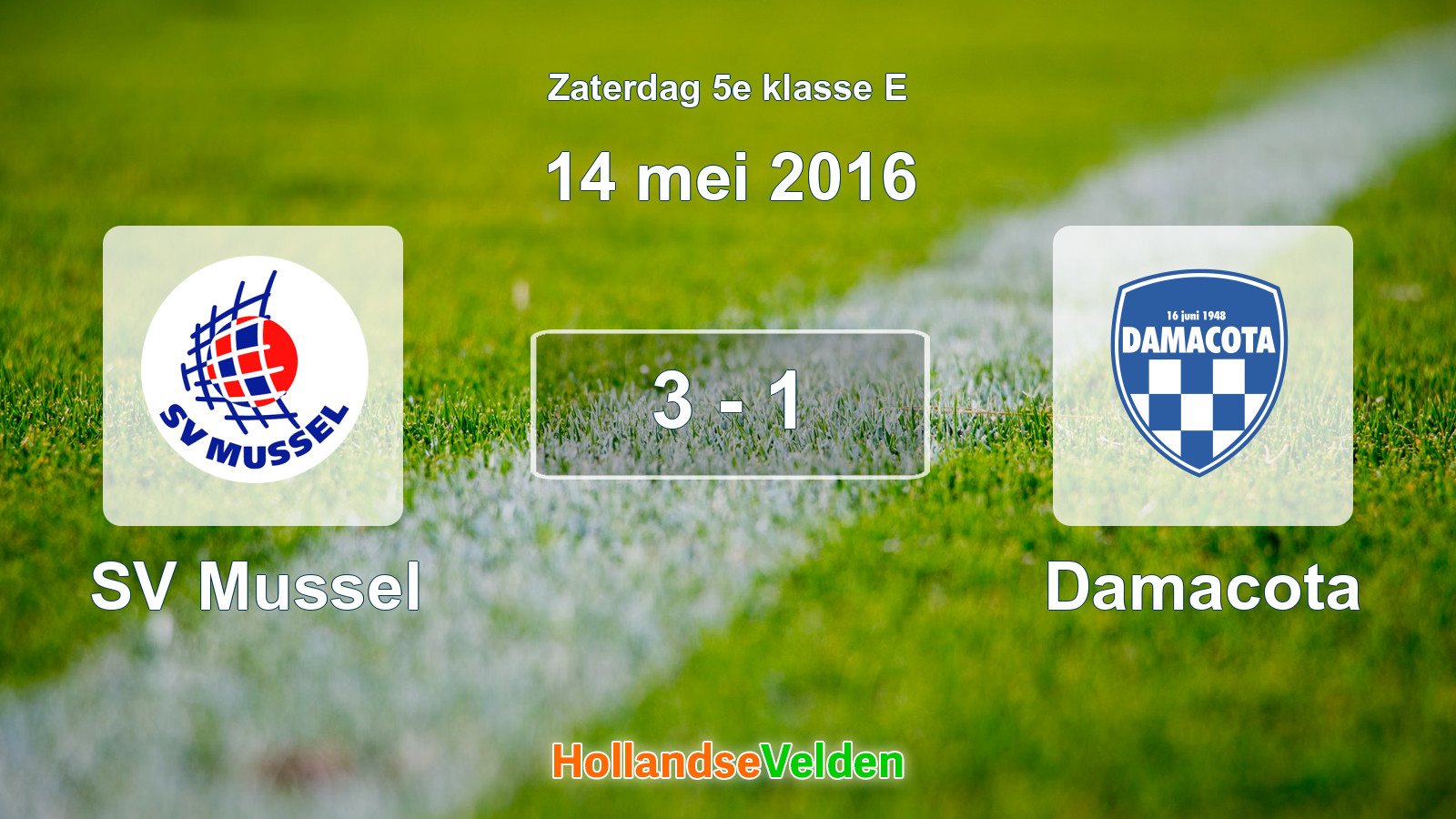 Gespeelde wedstrijd: SV Mussel - Damacota 3 - 1 (14 mei 2016)