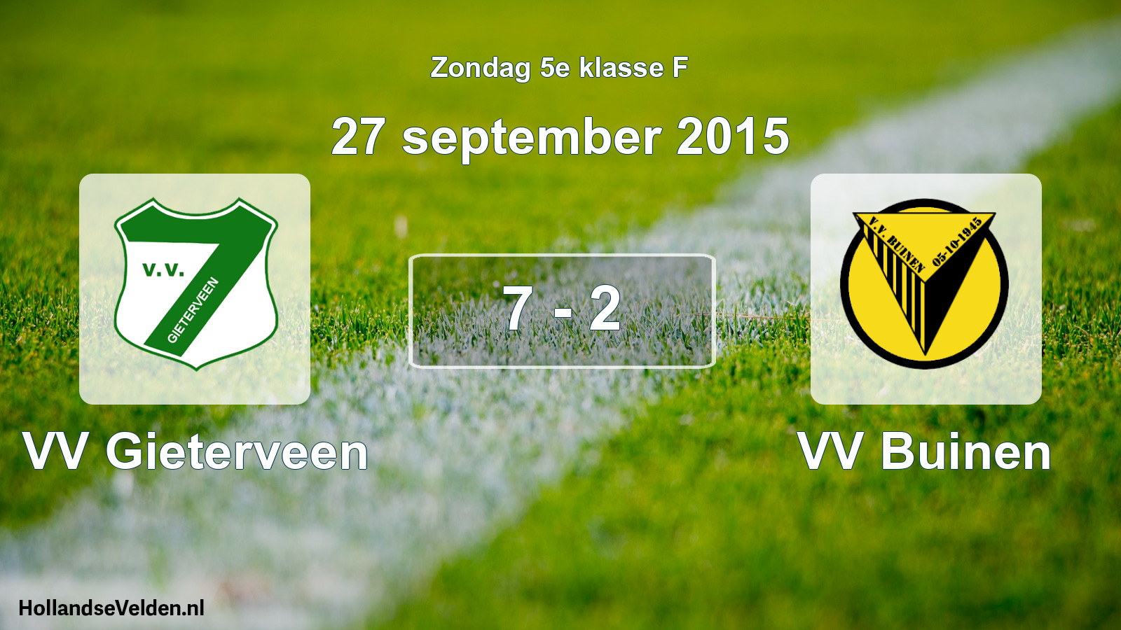 Gespeelde wedstrijd: VV Gieterveen - VV Buinen 7 - 2 (27 september 2015)