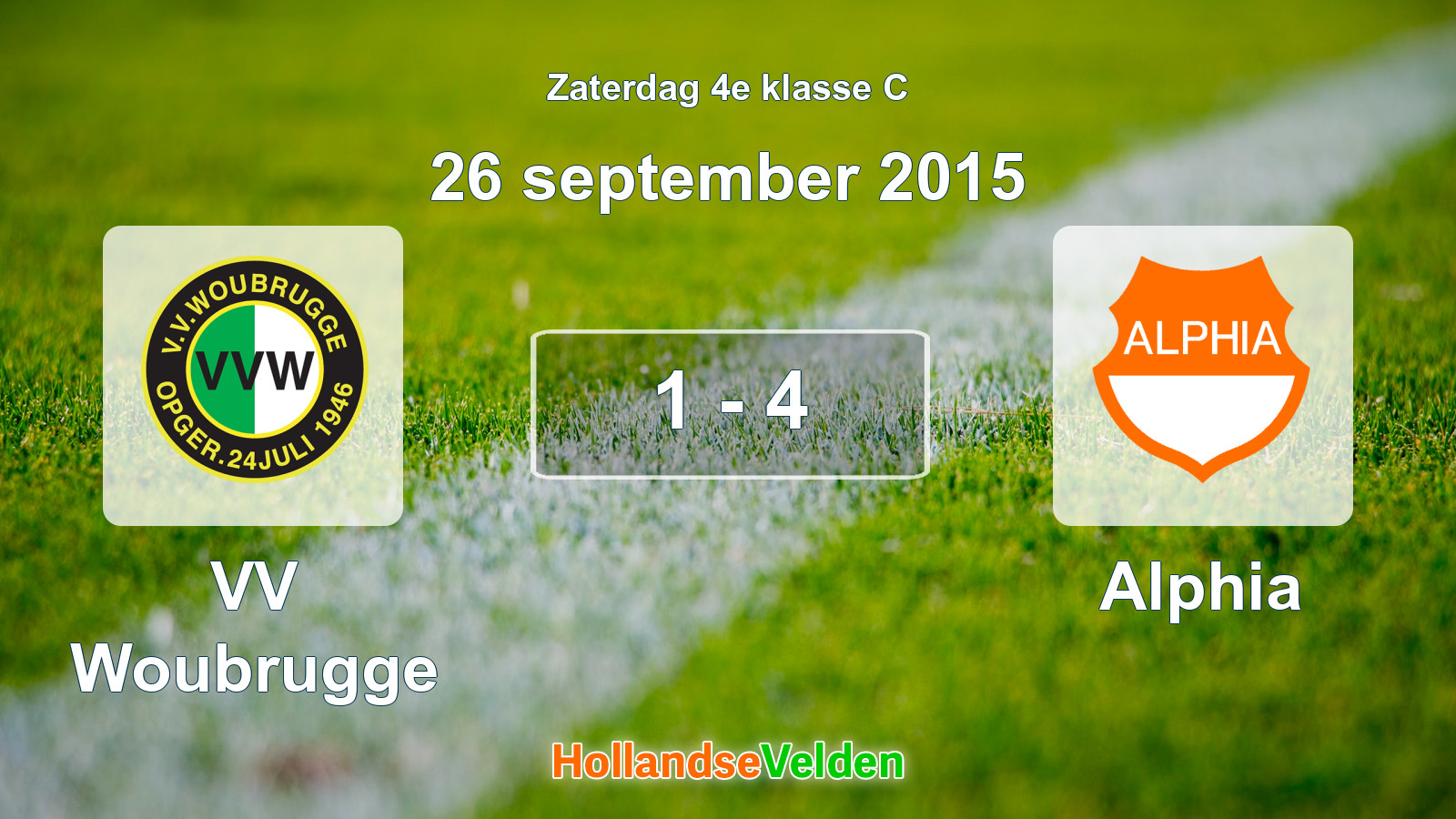 Gespeelde wedstrijd: VV Woubrugge - Alphia 1 - 4 (26 september 2015)
