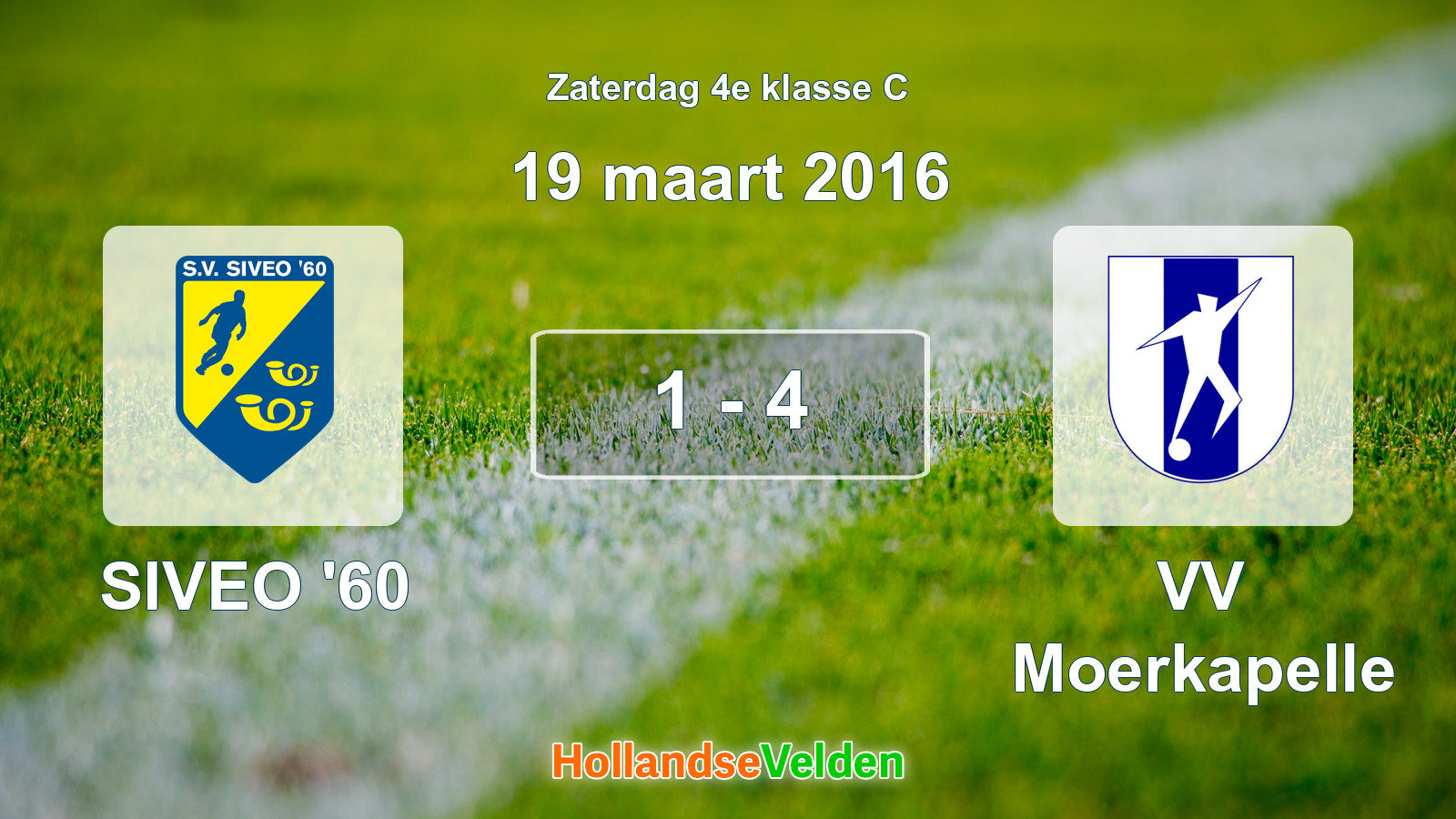 Gespeelde wedstrijd: SIVEO '60 - VV Moerkapelle 1 - 4 (19 maart 2016)