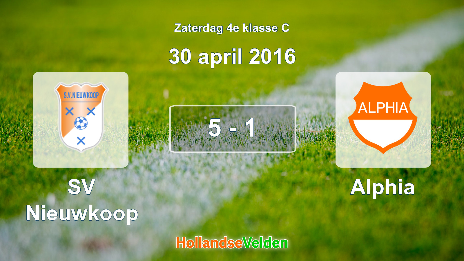 Gespeelde wedstrijd: SV Nieuwkoop - Alphia 5 - 1 (30 april 2016)