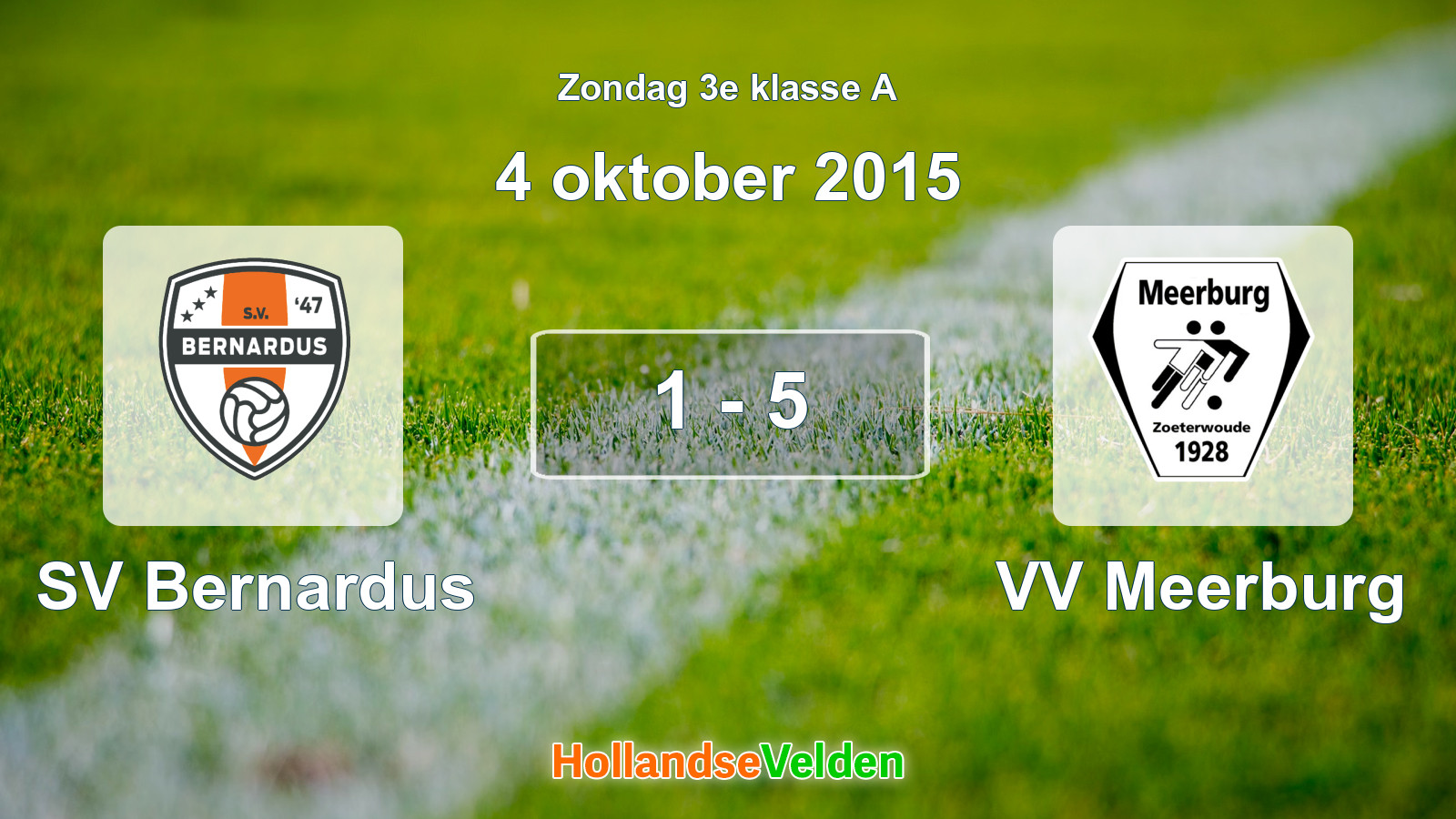 Gespeelde wedstrijd: SV Bernardus - VV Meerburg 1 - 5 (4 oktober 2015)