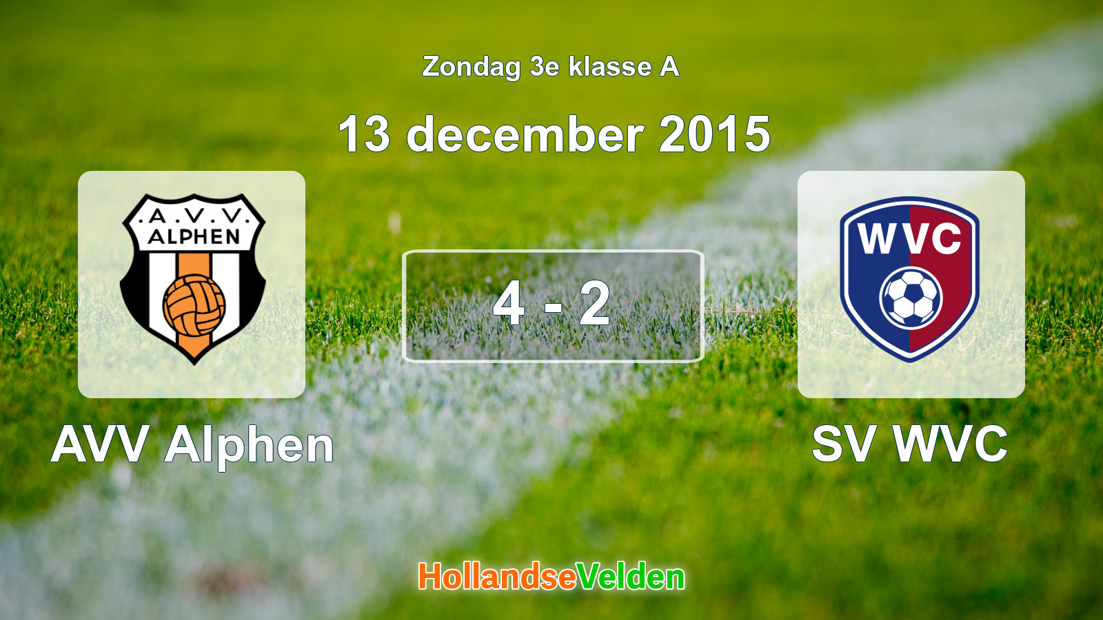 Gespeelde wedstrijd: AVV Alphen - SV WVC 4 - 2 (13 december 2015)