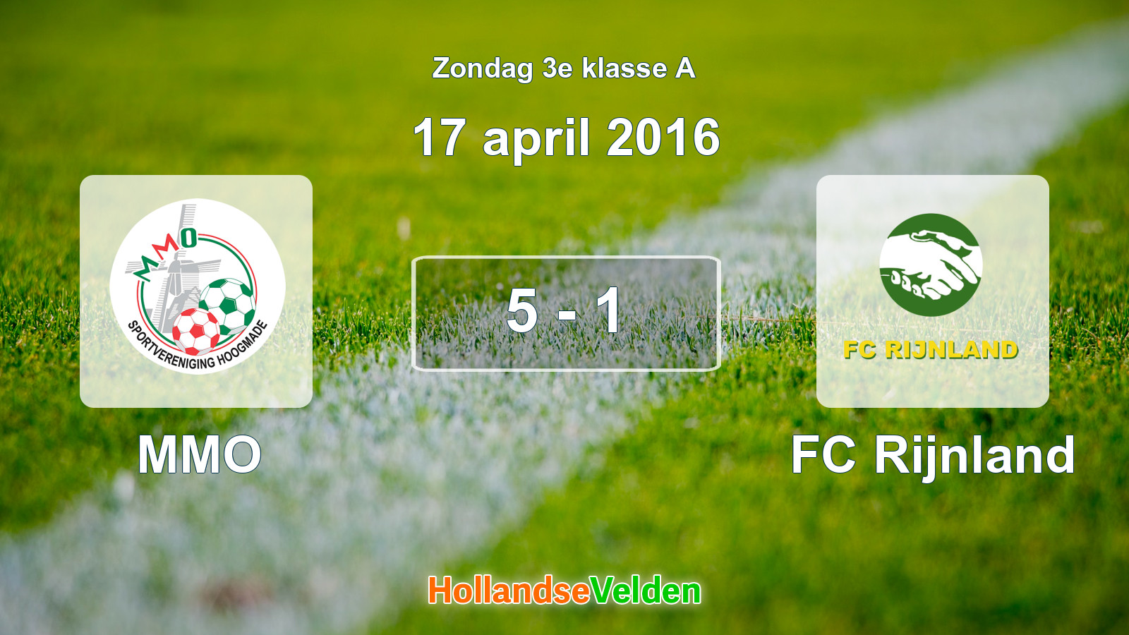 Gespeelde wedstrijd: MMO - FC Rijnland 5 - 1 (17 april 2016)