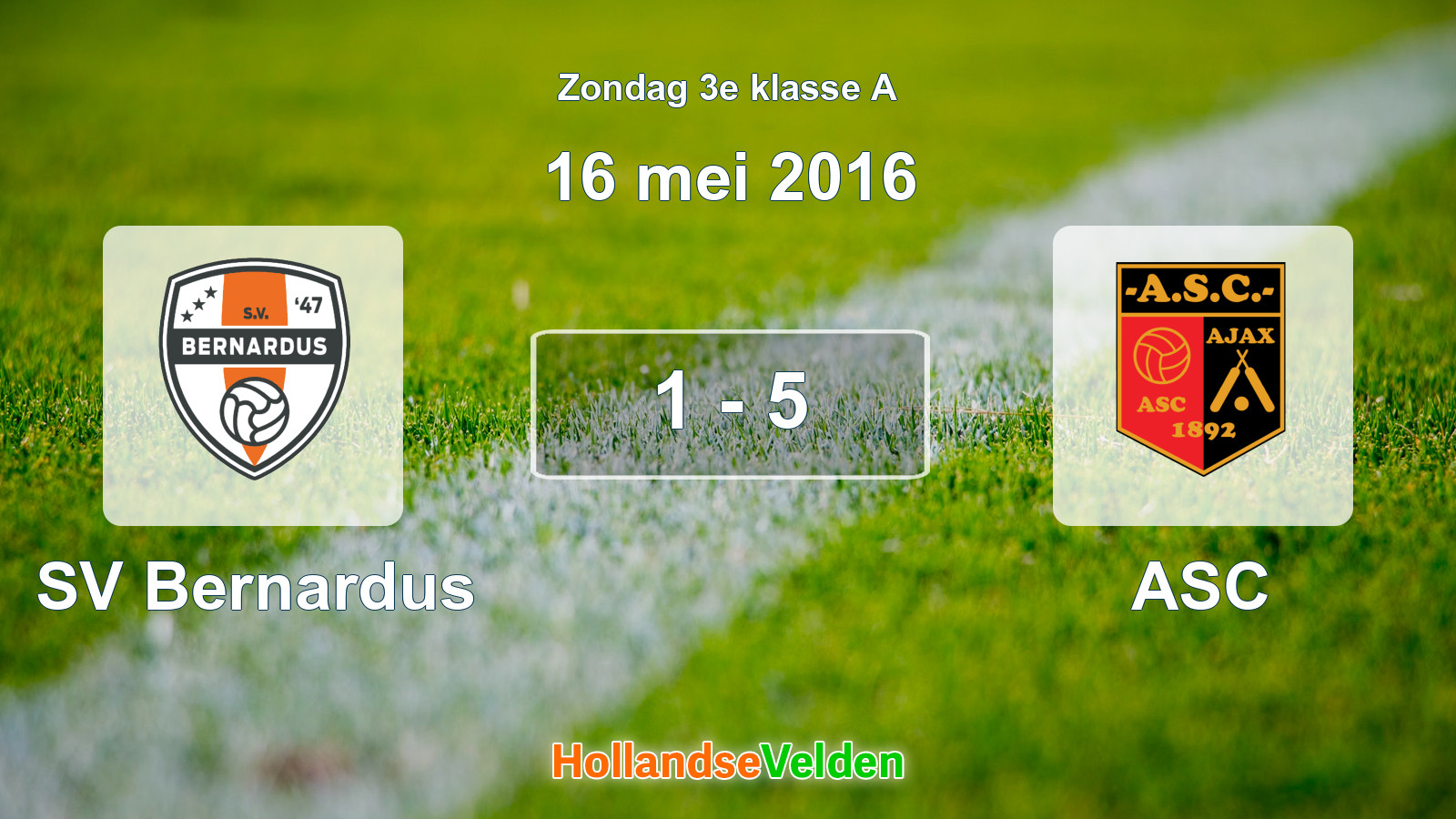 Gespeelde wedstrijd: SV Bernardus - ASC 1 - 5 (16 mei 2016)