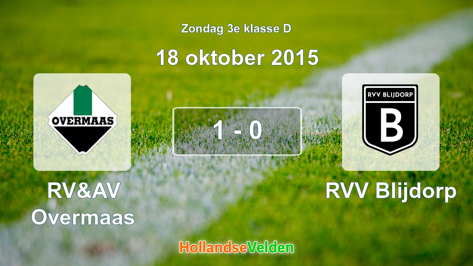 Gespeelde wedstrijd: RV&AV Overmaas - RVV Blijdorp 1 - 0 (18 oktober 2015)