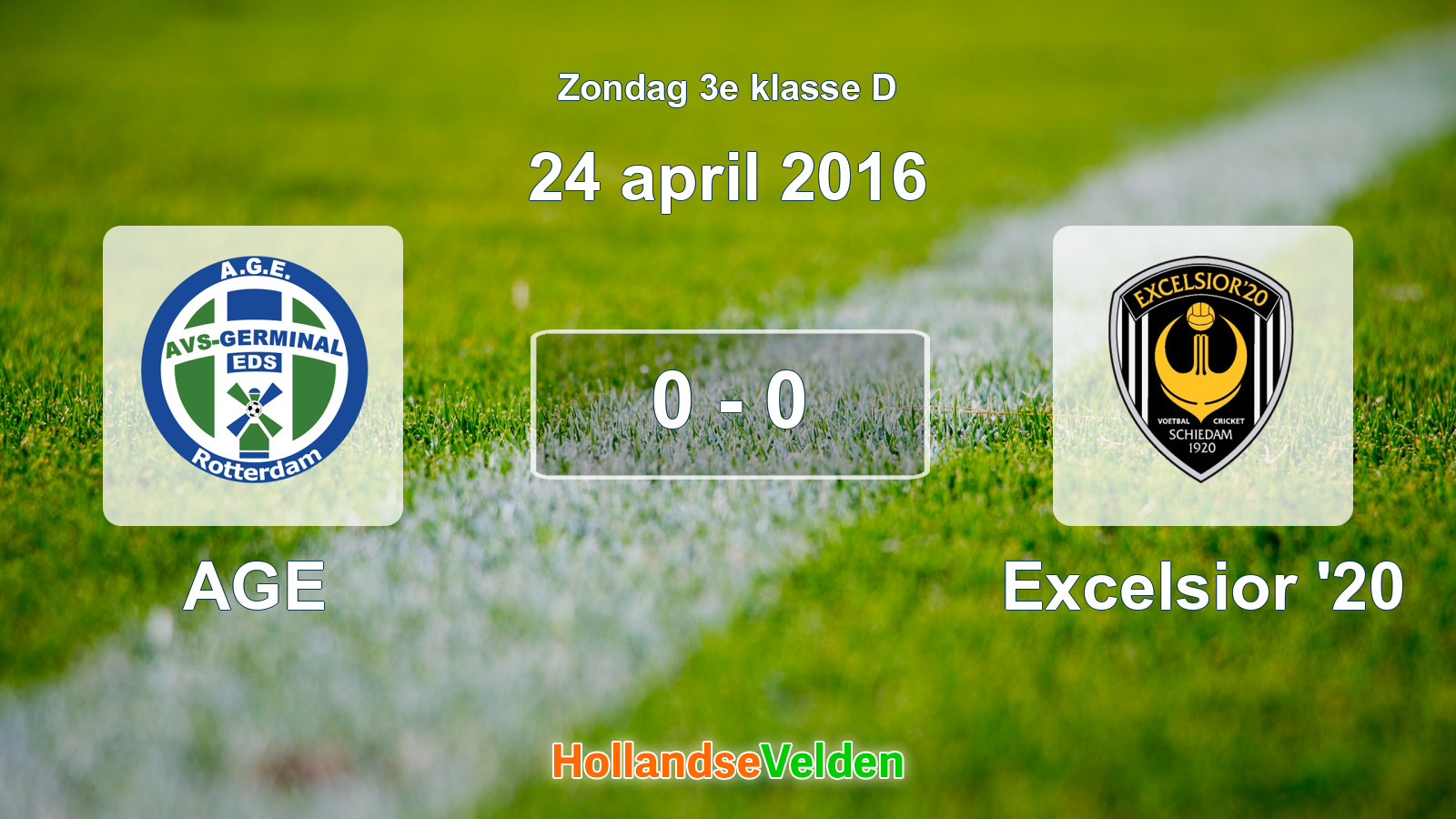Gespeelde wedstrijd: AGE - Excelsior '20 0 - 0 (24 april 2016)