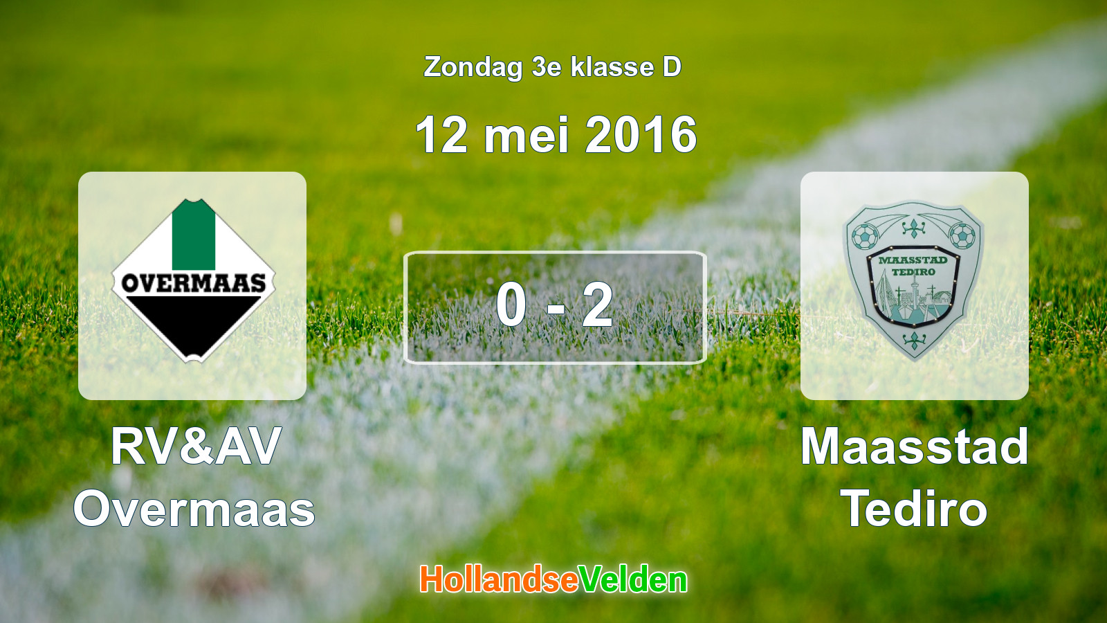 Gespeelde wedstrijd: RV&AV Overmaas - Maasstad Tediro 0 - 2 (12 mei 2016)