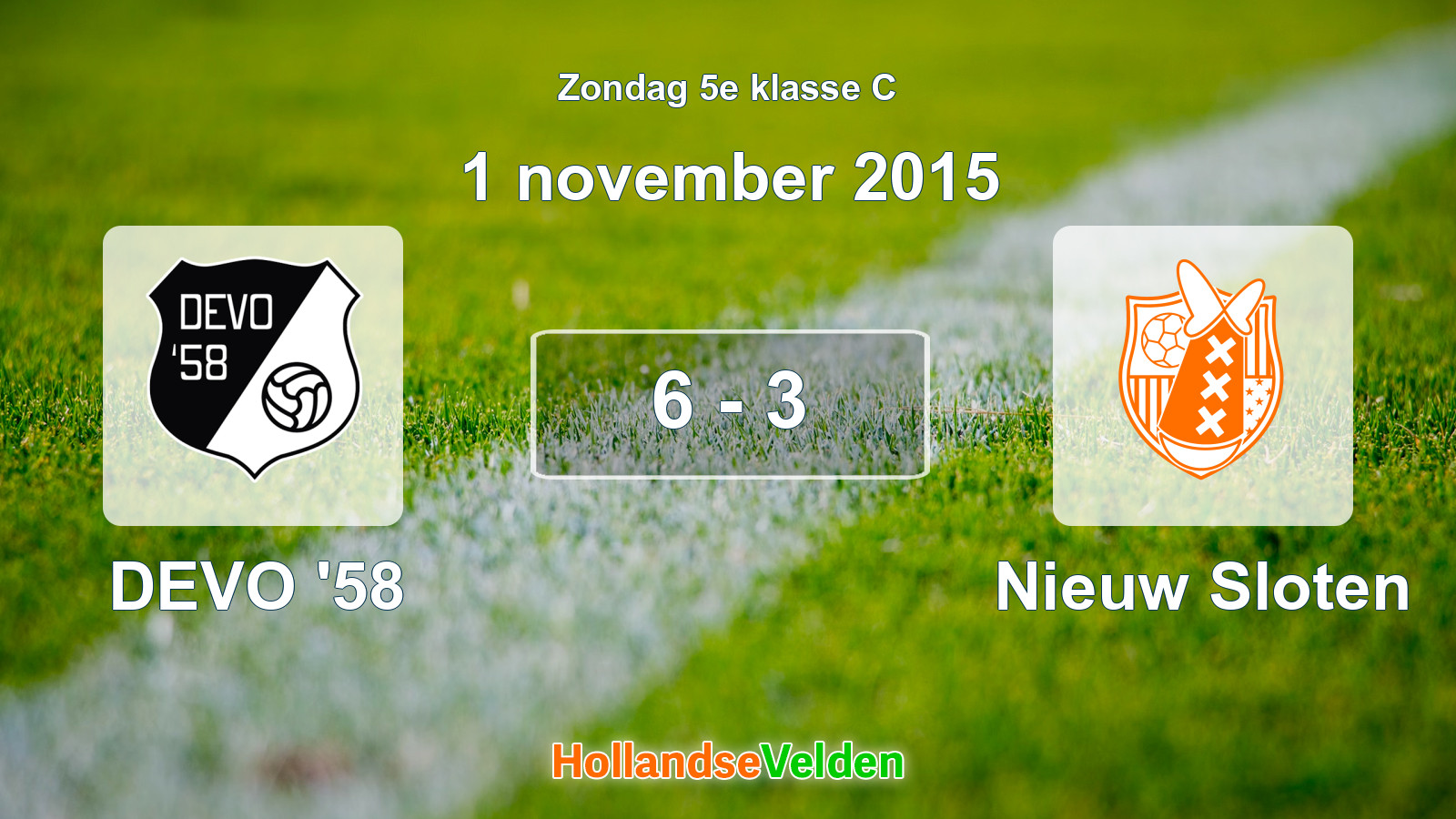 Gespeelde wedstrijd: DEVO '58 - Nieuw Sloten 6 - 3 (1 november 2015)