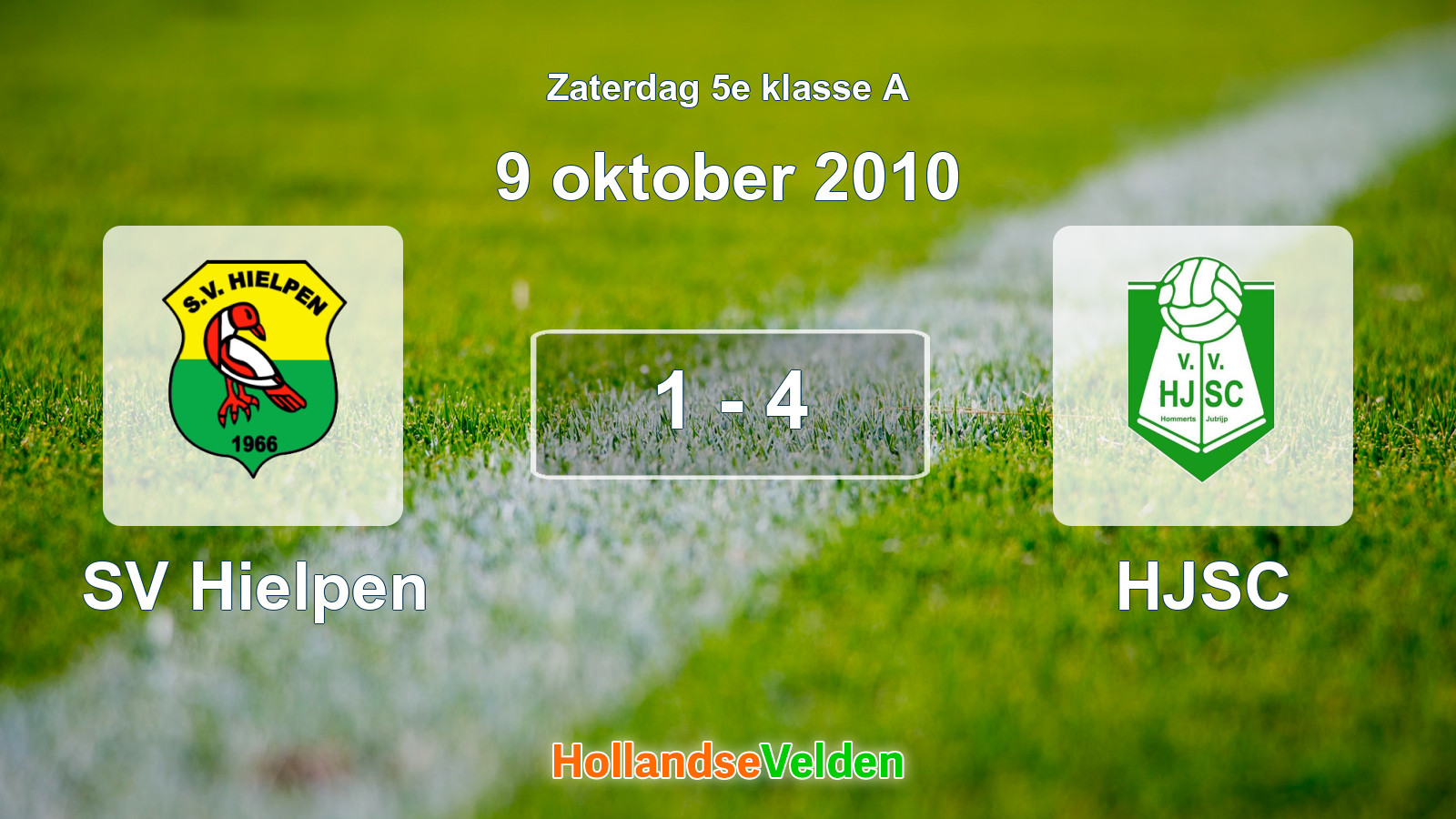 Gespeelde wedstrijd: SV Hielpen - HJSC 1 - 4 (9 oktober 2010)