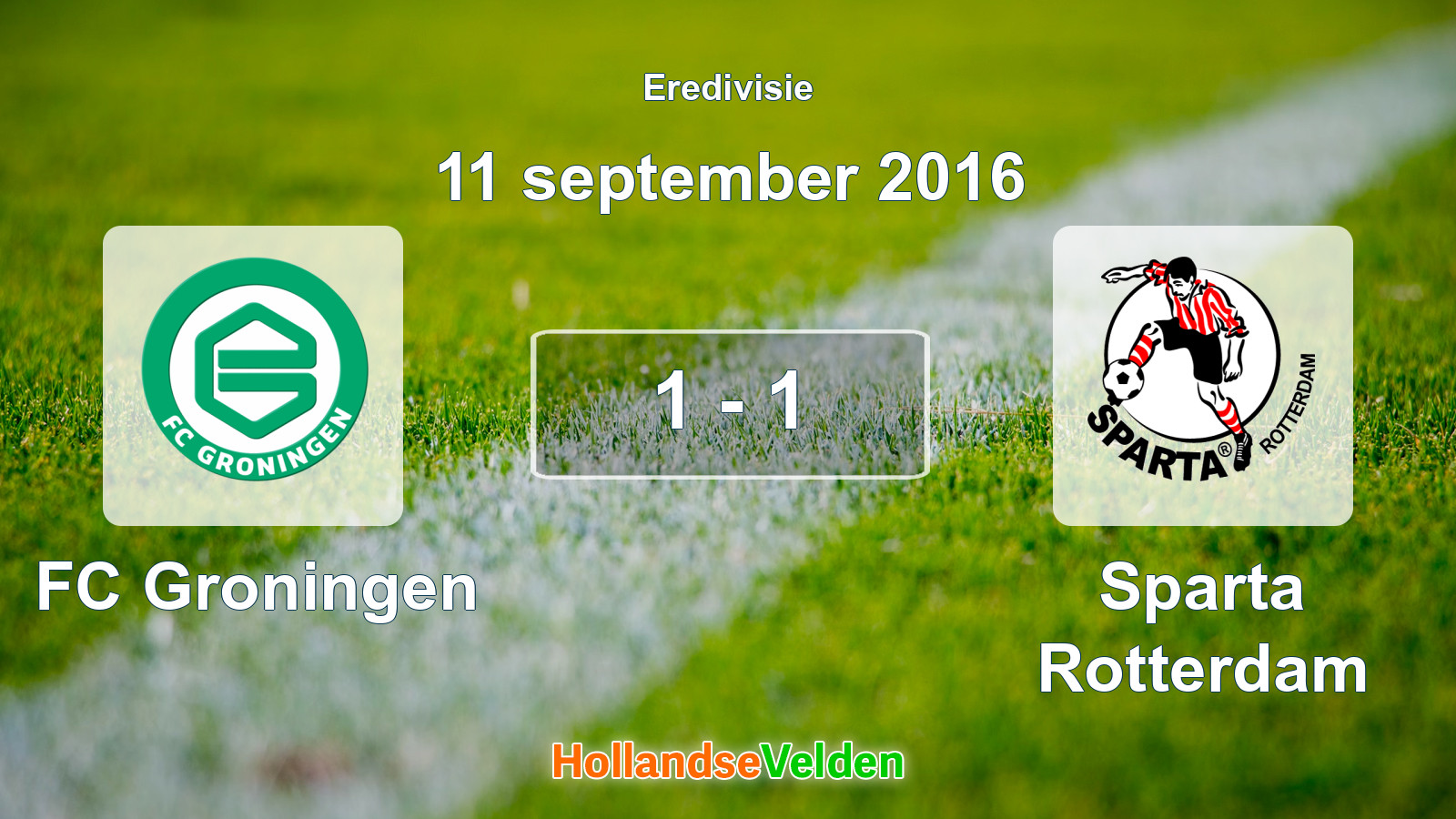 Gespeelde wedstrijd: FC Groningen - Sparta Rotterdam 1 - 1 (11 september 2016)