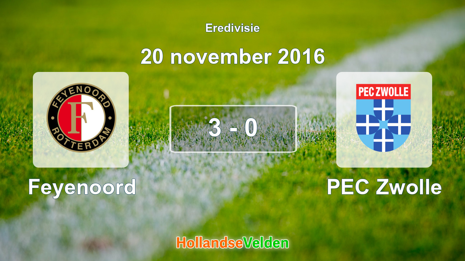 Gespeelde wedstrijd: Feyenoord - PEC Zwolle 3 - 0 (20 november 2016)