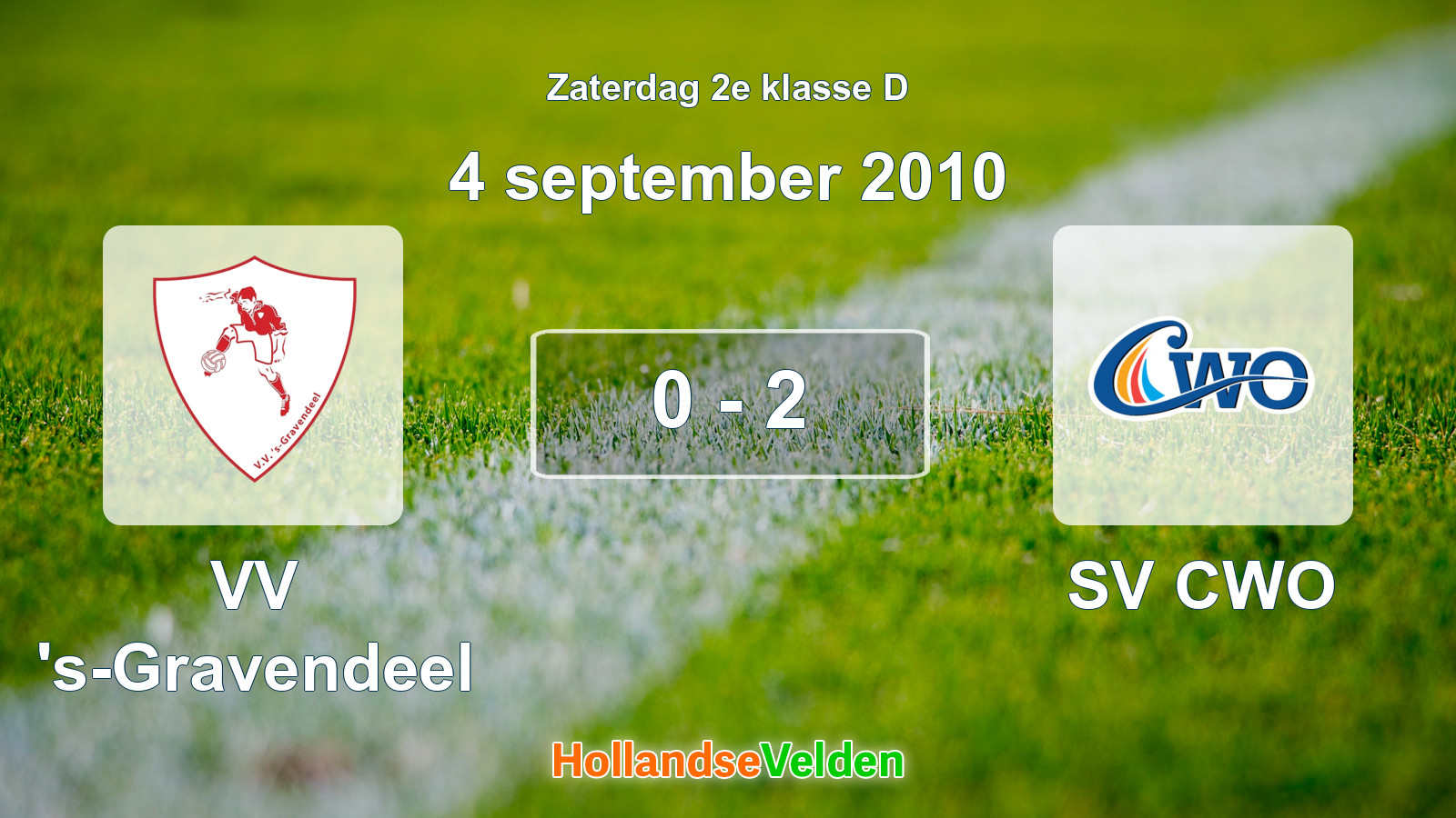 Gespeelde wedstrijd: VV 's-Gravendeel - SV CWO 0 - 2 (4 september 2010)