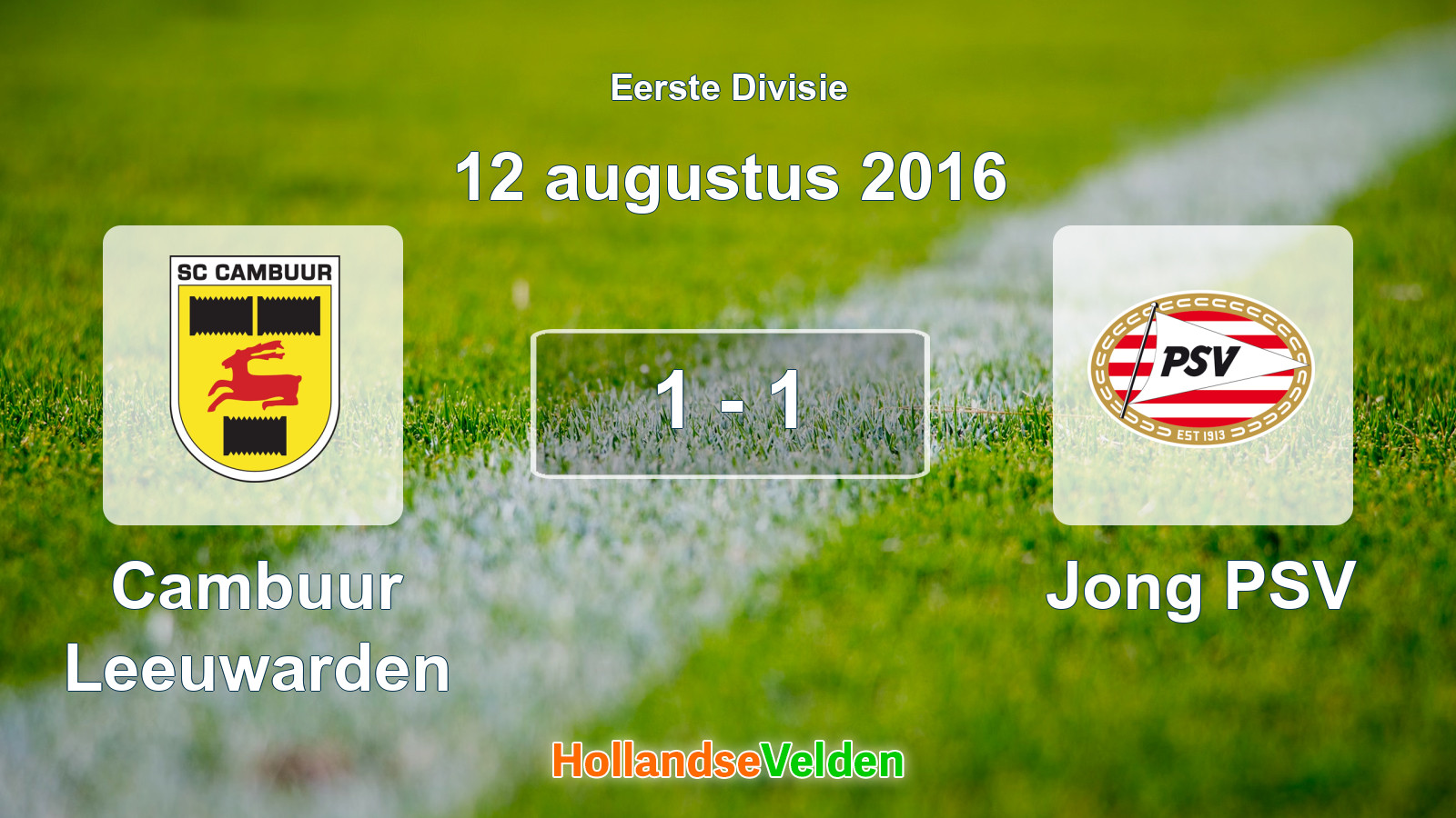 Gespeelde wedstrijd: Cambuur Leeuwarden - Jong PSV 1 - 1 (12 augustus 2016)