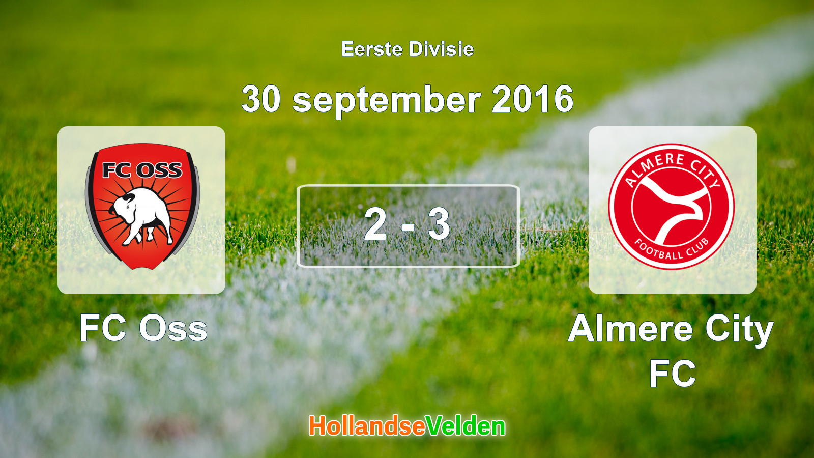 Gespeelde wedstrijd: FC Oss - Almere City FC 2 - 3 (30 september 2016)
