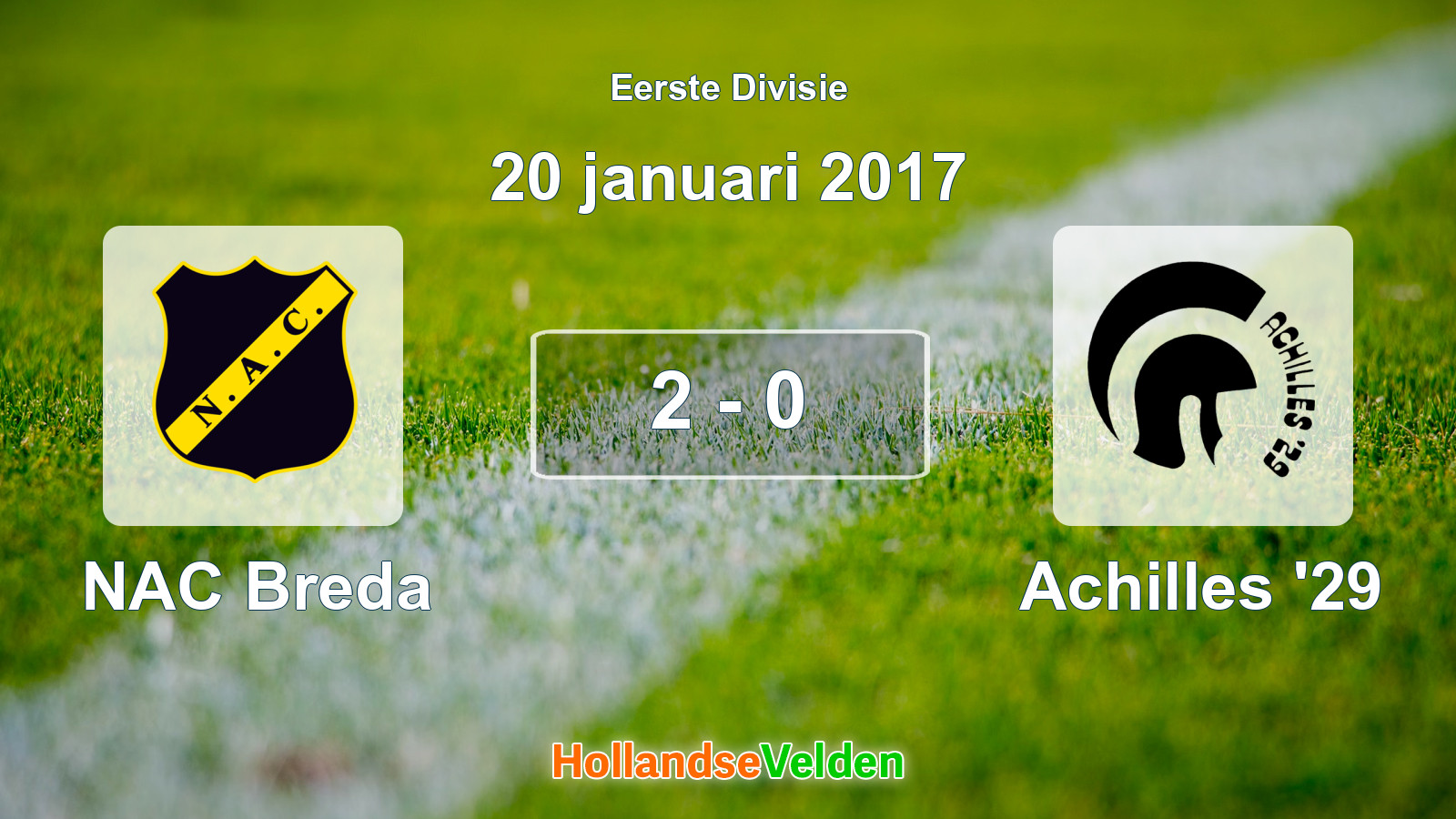 Gespeelde wedstrijd: NAC Breda - Achilles '29 2 - 0 (20 januari 2017)