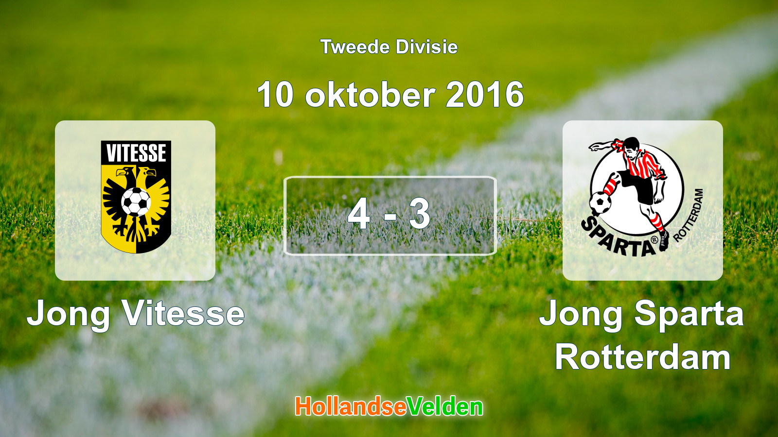 Gespeelde wedstrijd: Jong Vitesse - Jong Sparta Rotterdam 4 - 3 (10 oktober 2016)
