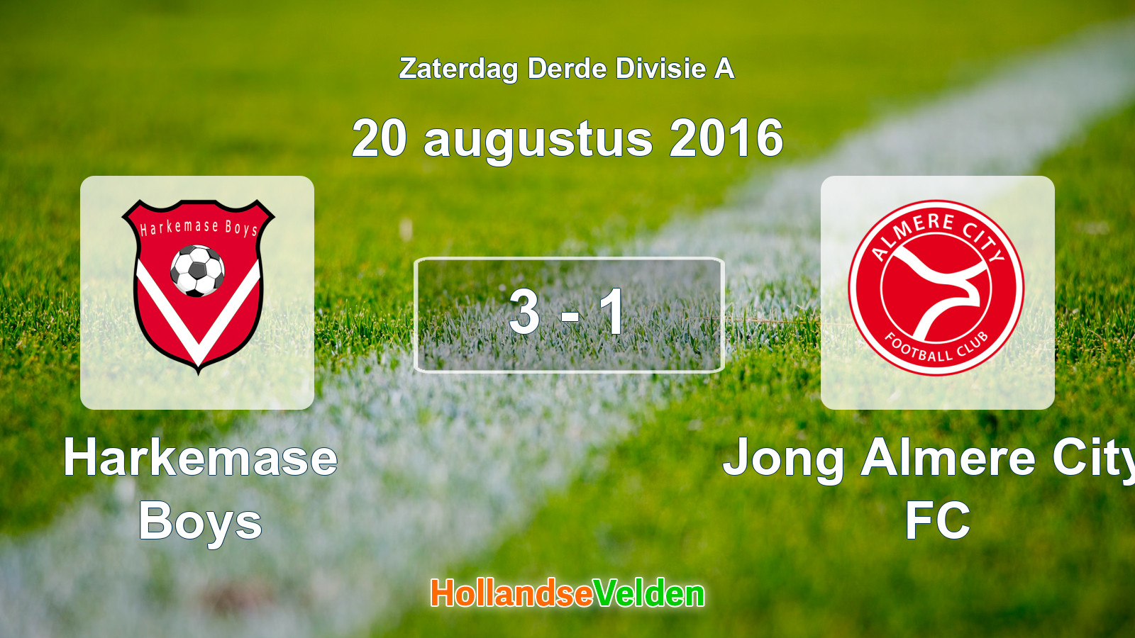 Gespeelde wedstrijd: Harkemase Boys - Jong Almere City FC 3 - 1 (20 augustus 2016)