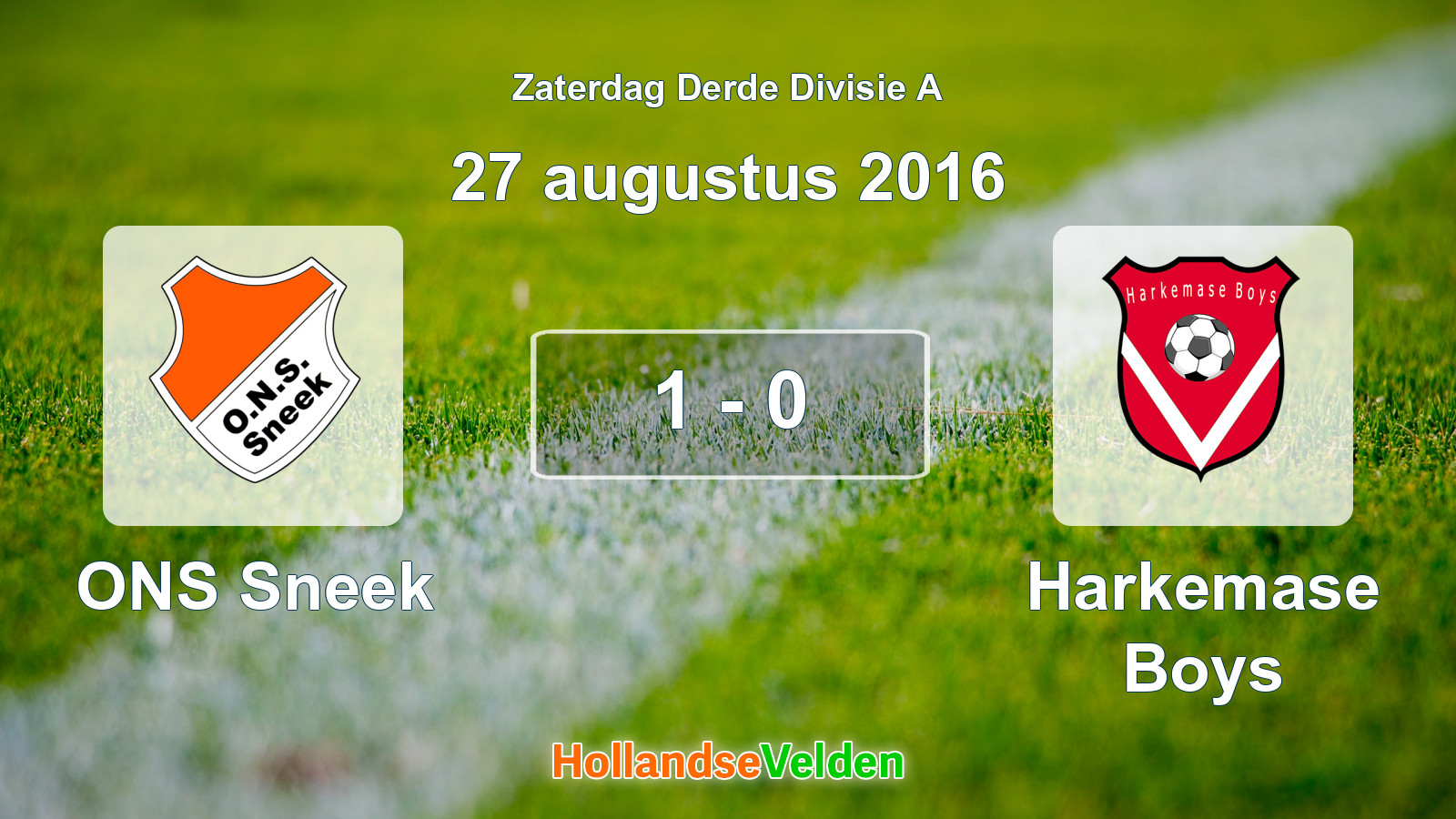 Gespeelde wedstrijd: ONS Sneek - Harkemase Boys 1 - 0 (27 augustus 2016)