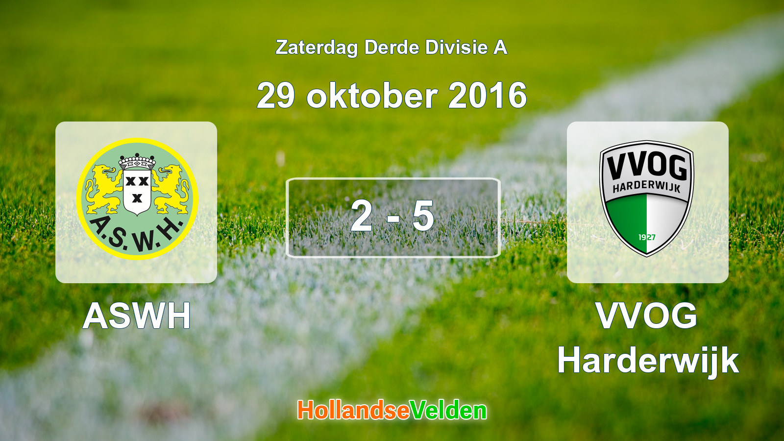 Gespeelde wedstrijd: ASWH - VVOG Harderwijk 2 - 5 (29 oktober 2016)