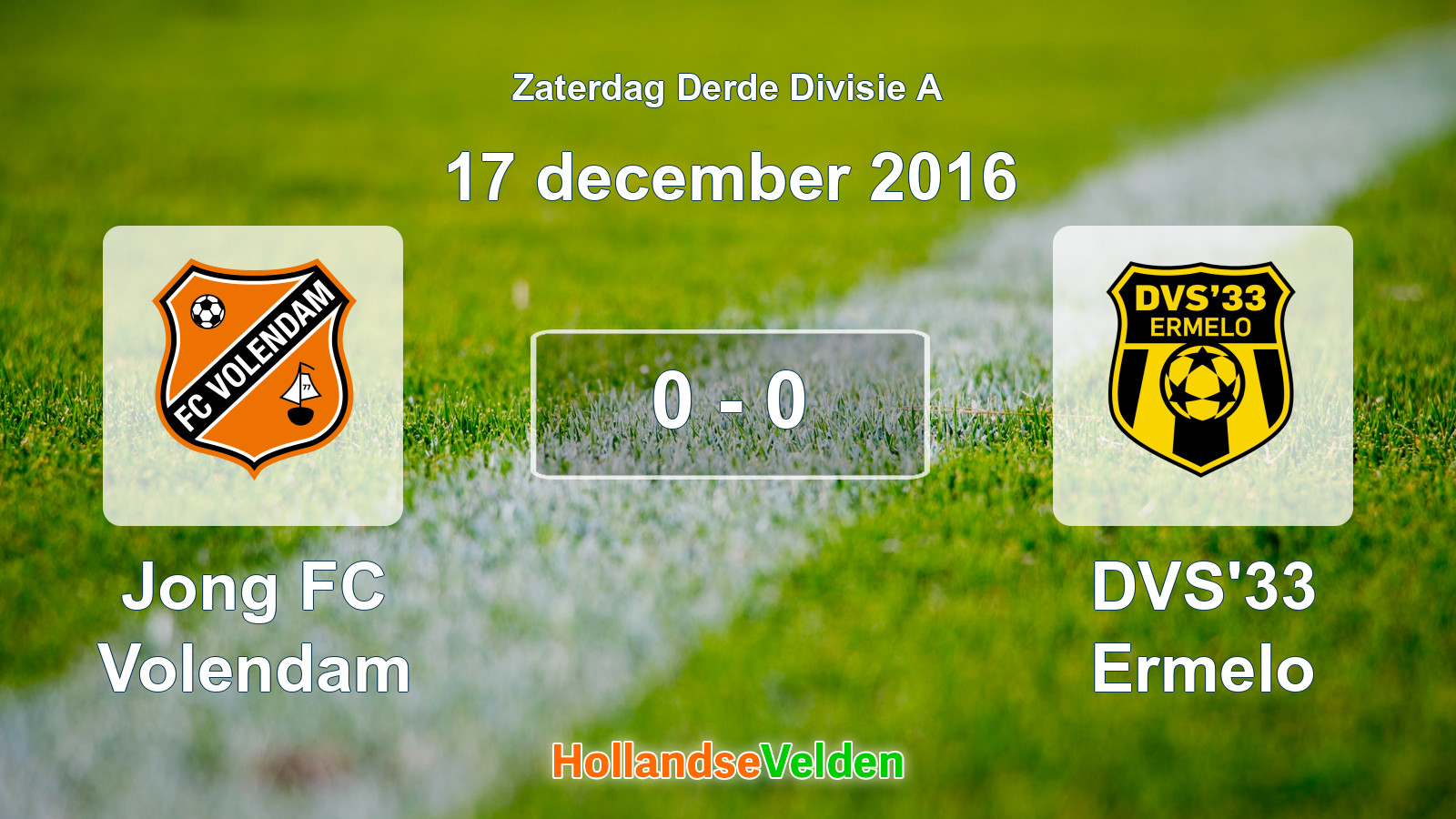 Gespeelde wedstrijd: Jong FC Volendam - DVS'33 Ermelo 0 - 0 (17 december 2016)