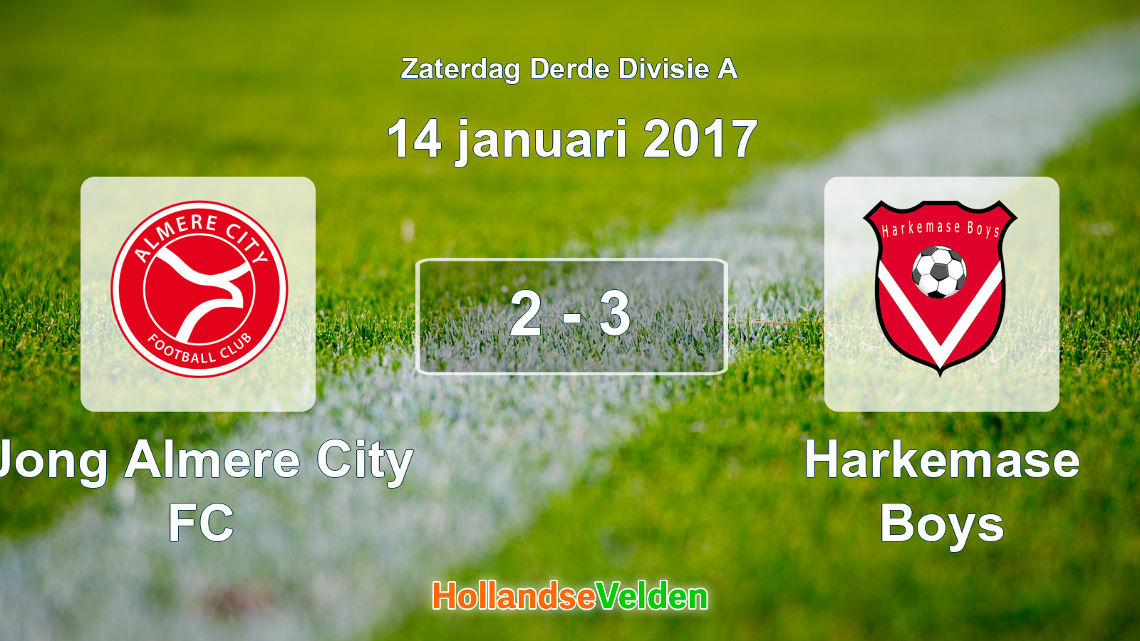 Gespeelde wedstrijd: Jong Almere City FC - Harkemase Boys 2 - 3 (14 januari 2017)