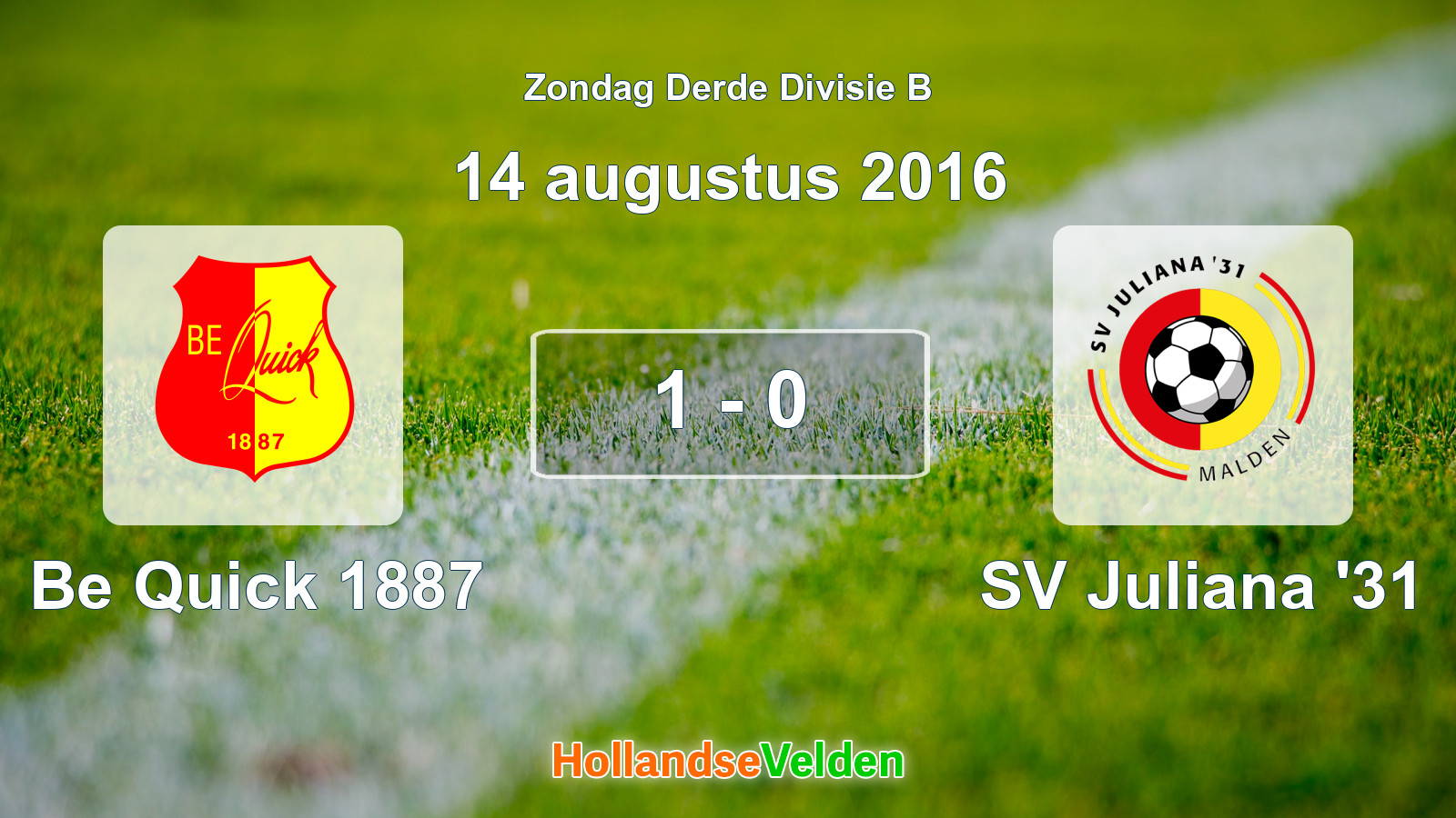 Gespeelde wedstrijd: Be Quick 1887 - SV Juliana '31 1 - 0 (14 augustus 2016)