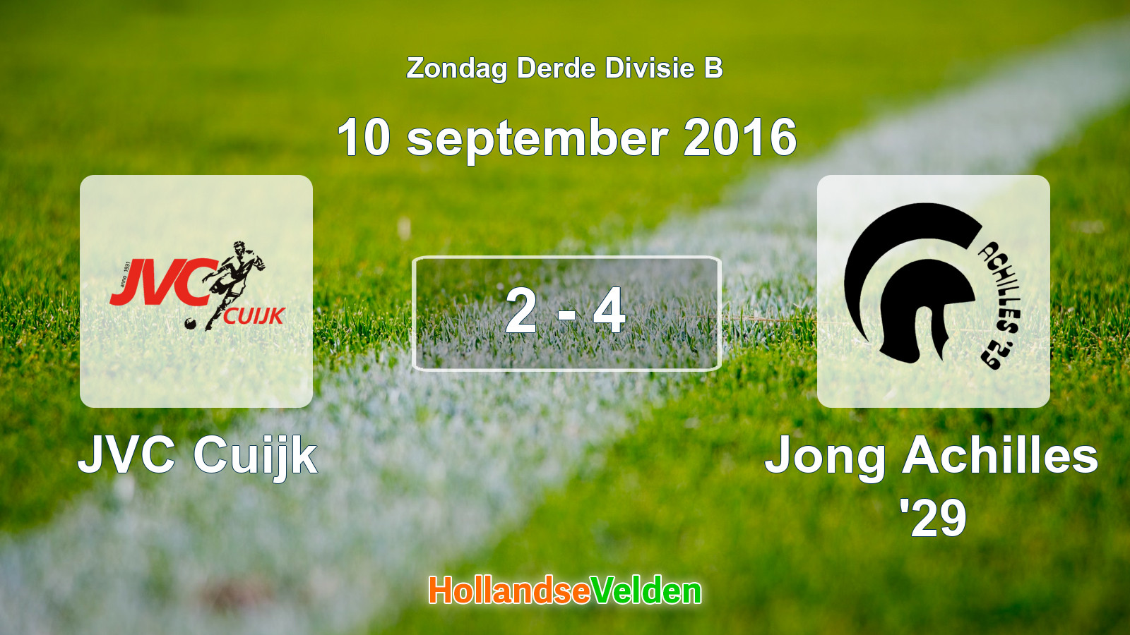 Gespeelde wedstrijd: JVC Cuijk - Jong Achilles '29 2 - 4 (10 september 2016)