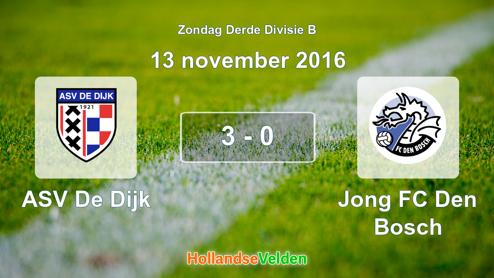 Gespeelde wedstrijd: ASV De Dijk - Jong FC Den Bosch 3 - 0 (13 november 2016)
