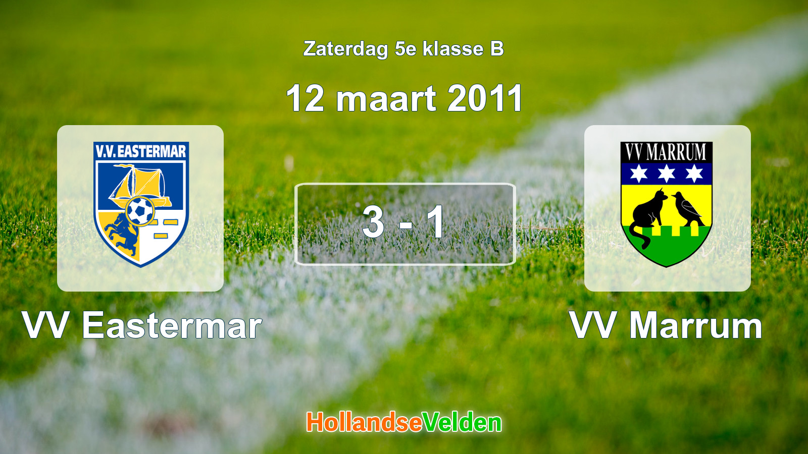 Gespeelde wedstrijd: VV Eastermar - VV Marrum 3 - 1 (12 maart 2011)