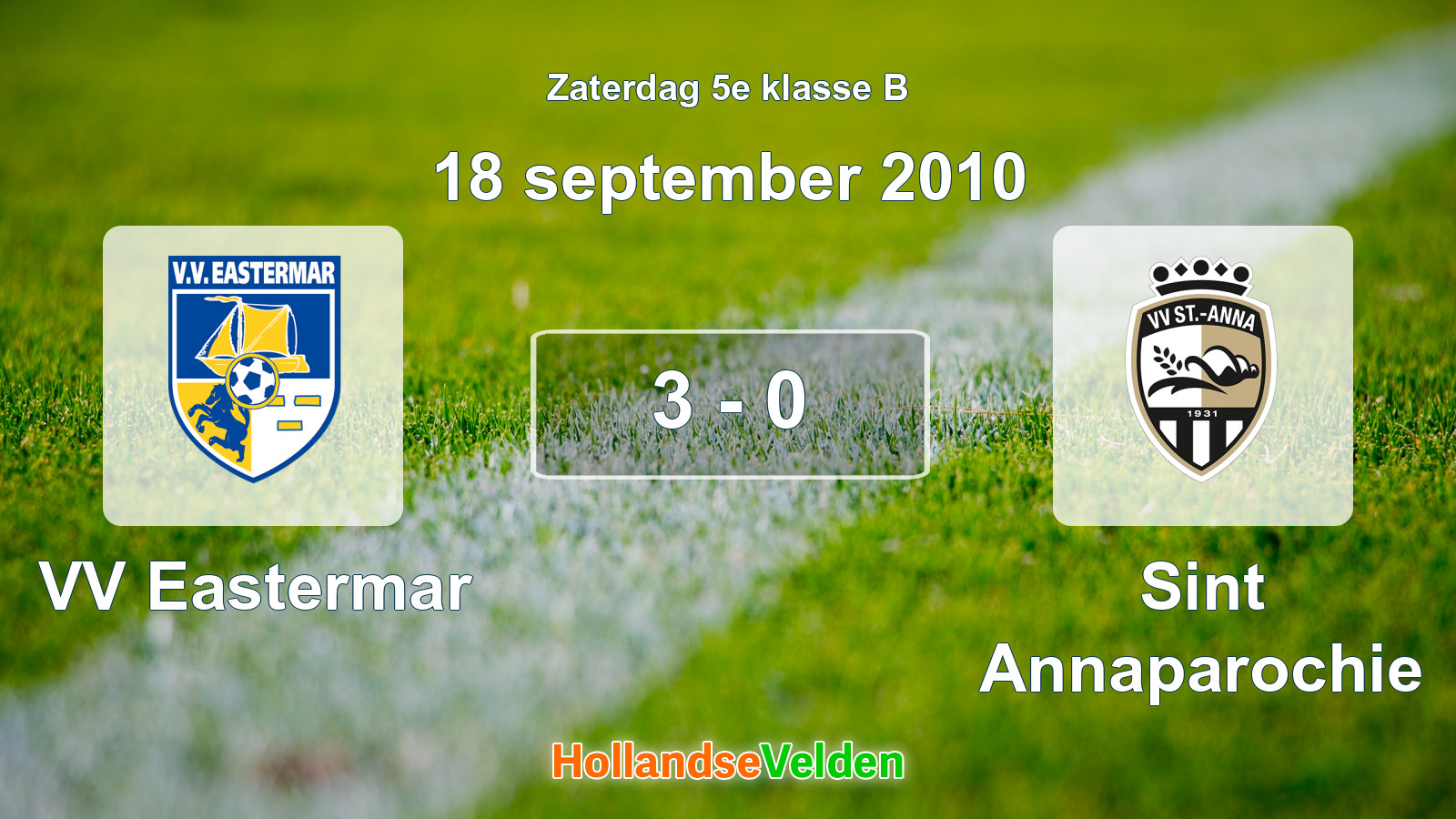 Gespeelde wedstrijd: VV Eastermar - Sint Annaparochie 3 - 0 (18 september 2010)